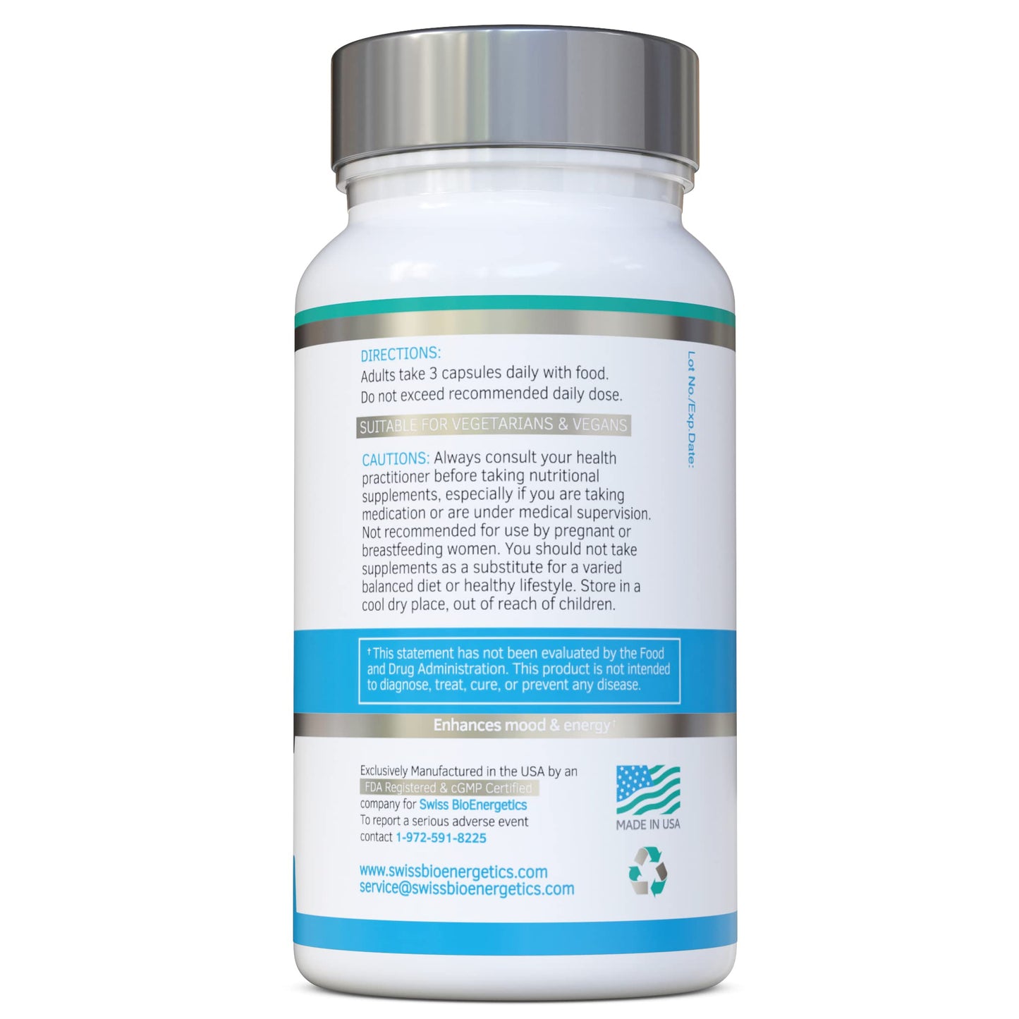 Swiss Bioenergetics Rhodiola & Ashwagandha with L-Theanine 90 Capsules