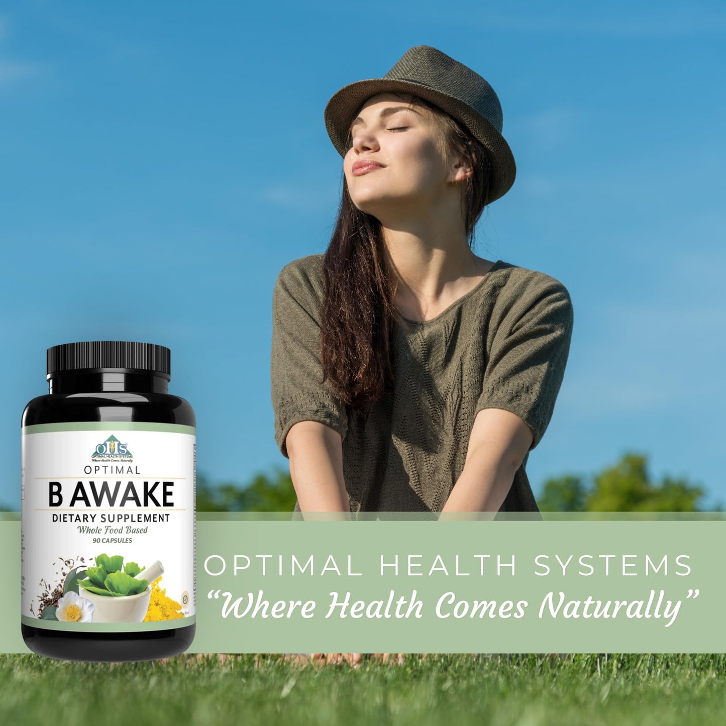 Optimal Health Systems B Awake Whole Food B Complex Formula Capsules, 90 Count