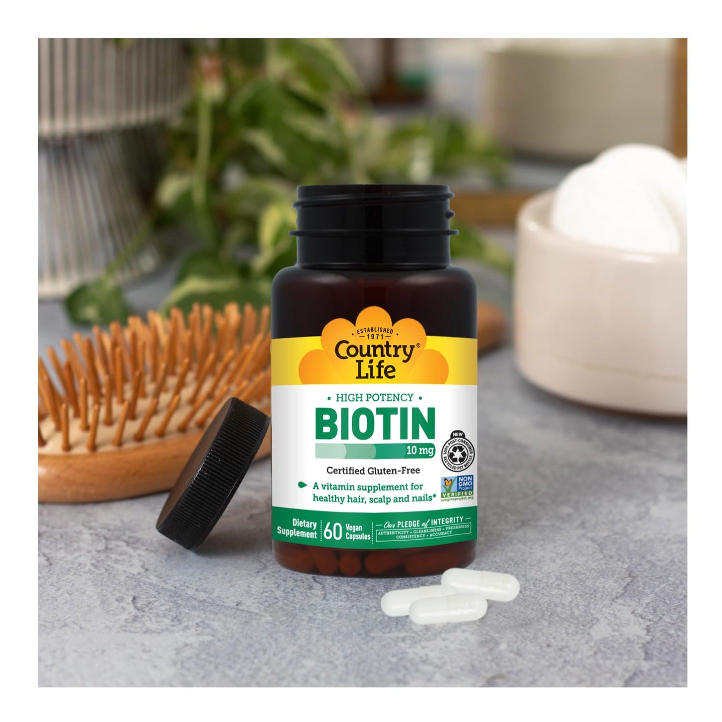 Country Life Biotin 10,000 mcg for Hair, Skin and Nails 60 Capsules