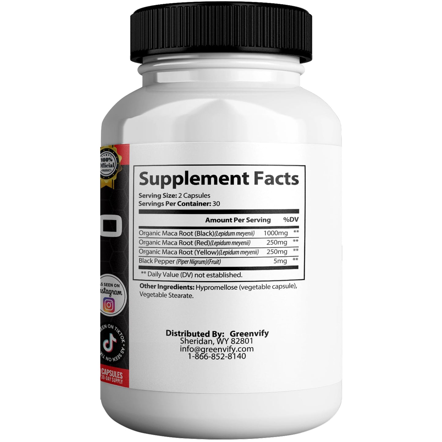 GREENVIFY Iron Pure Pro Max Organic Maca Root Blend Capsules, 60 Count