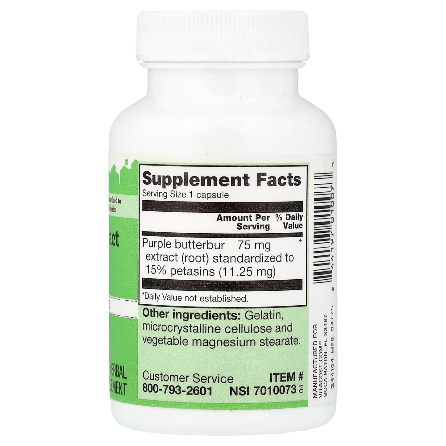 Vitacost Butterbur Extract 75 mg Capsule, 120 Capsules