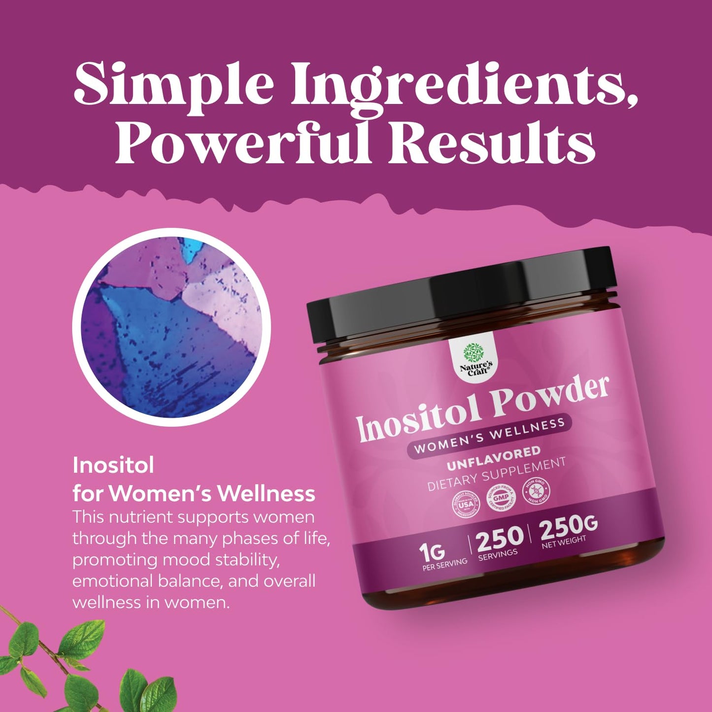 Natures Craft Myo-Inositol & D-Chiro Inositol Powder 8.8 Ounce