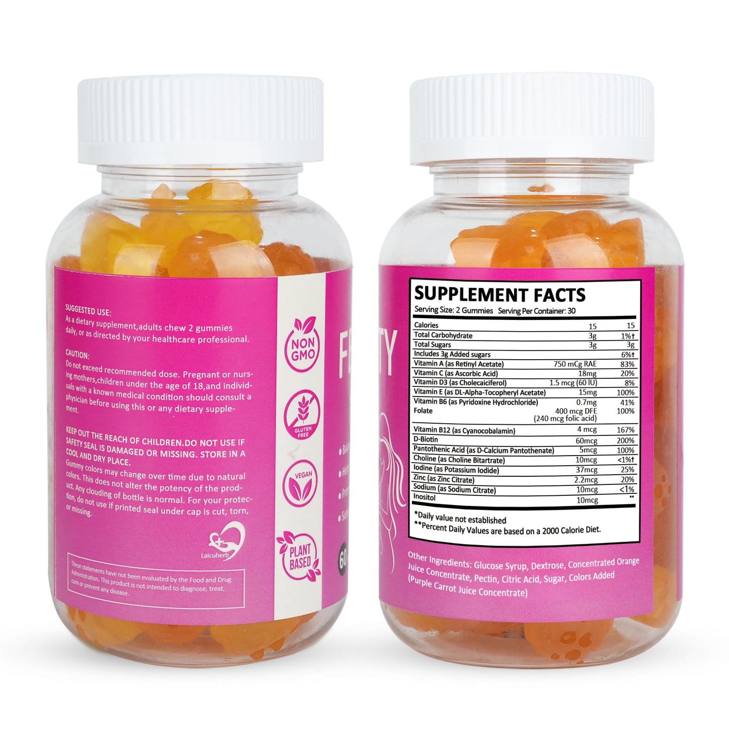 Laicuherb Fertility Support Gummies for Women Prenatal Vitamins with Myo-Inositol & Pantothenic Acid, 60 Count