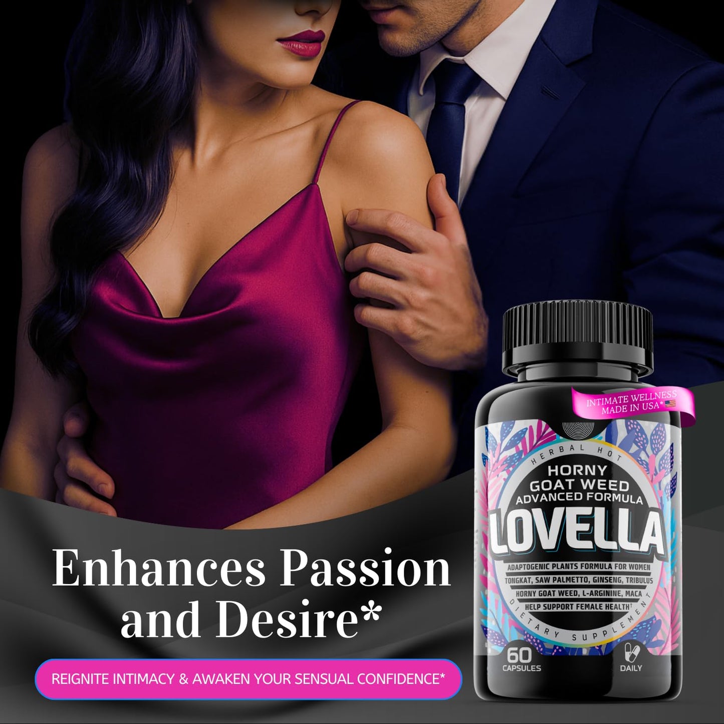 HERBAL HOT Horny Goat Weed Women Libido Support with Maca Root for Mood, Energy, Desire, Hormone Balance, Fast Acting Libido Booster with Tribulus, Complete Female Supplement Capsule 60