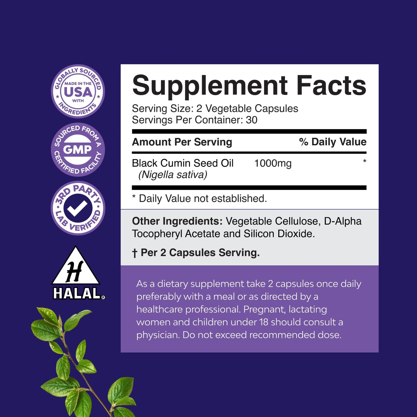 Natures Craft Vegan Black Seed Oil Capsules, 60 Count