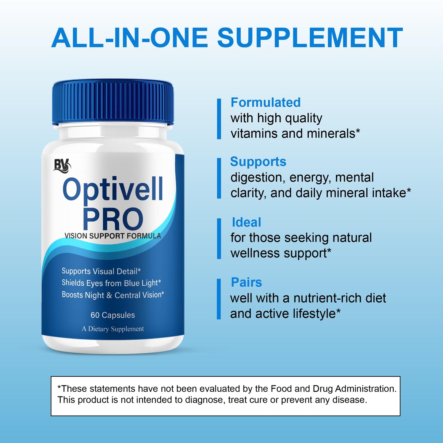 BLUE VIBE Optivell Pro Eye Health Supplement 60 Capsules