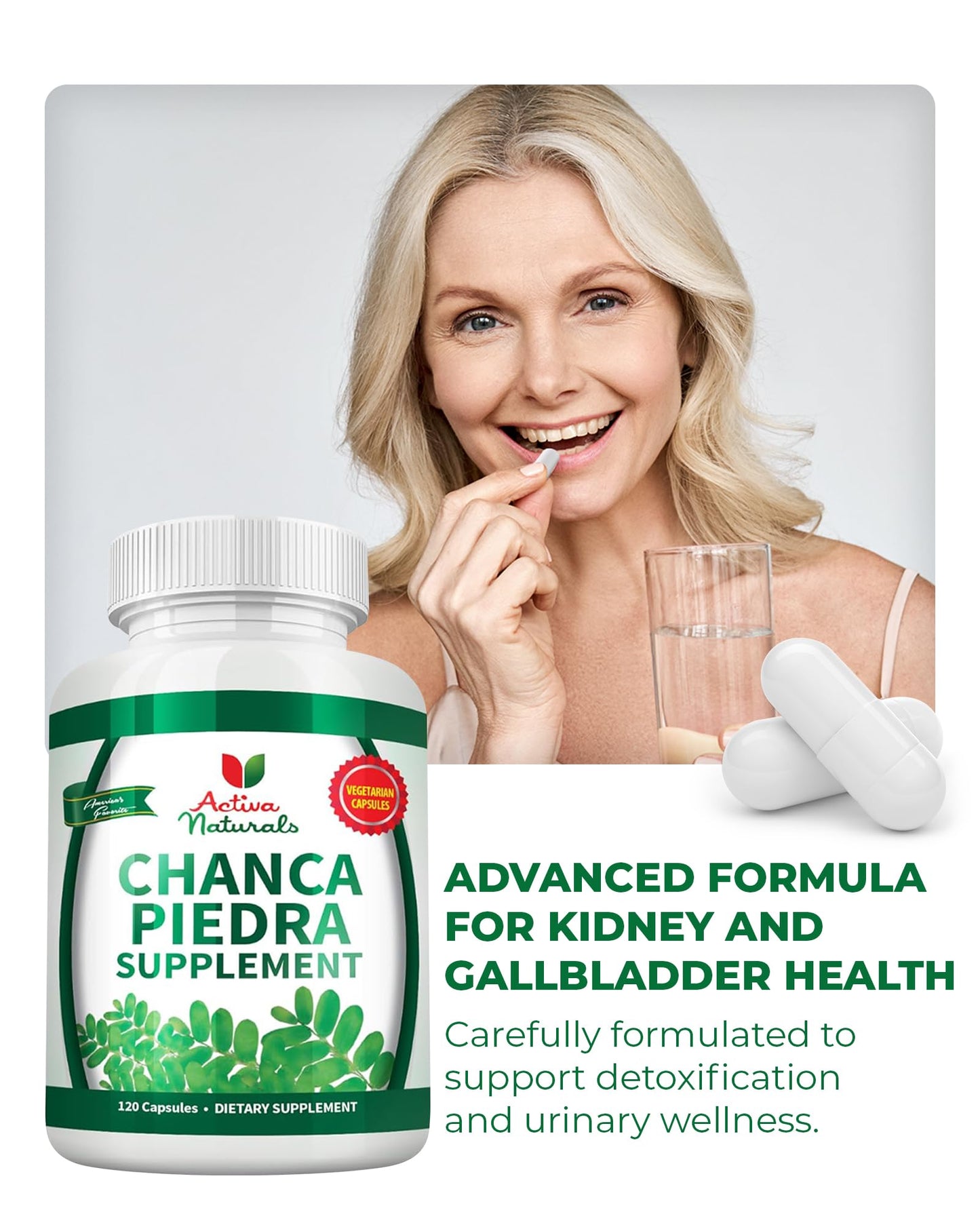 Activa Naturals Chanca Piedra 500mg Capsules, 120 Count
