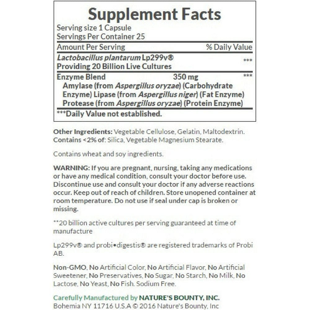 Nature's Bounty Probiotic GX Capsules 125 Count