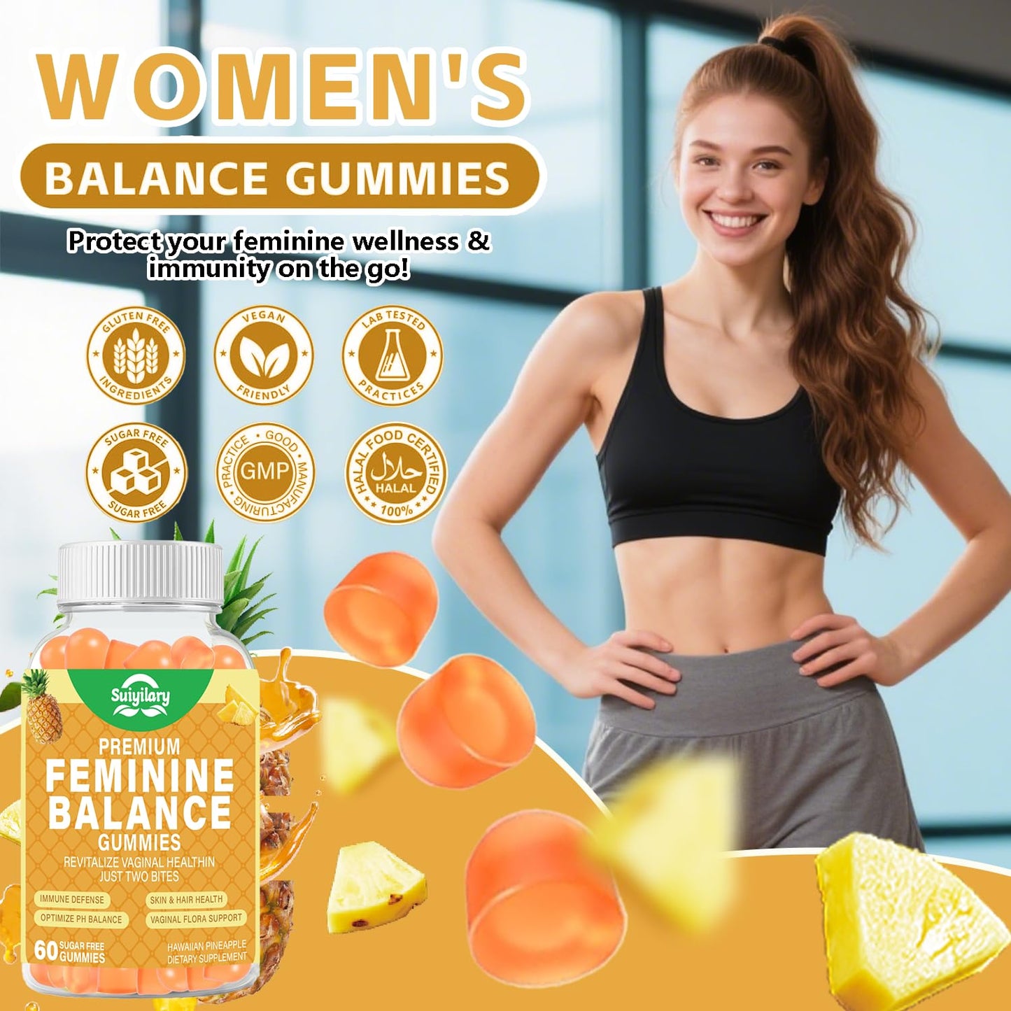 Suiyilary Feminine Probiotics Gummies, 60 Count