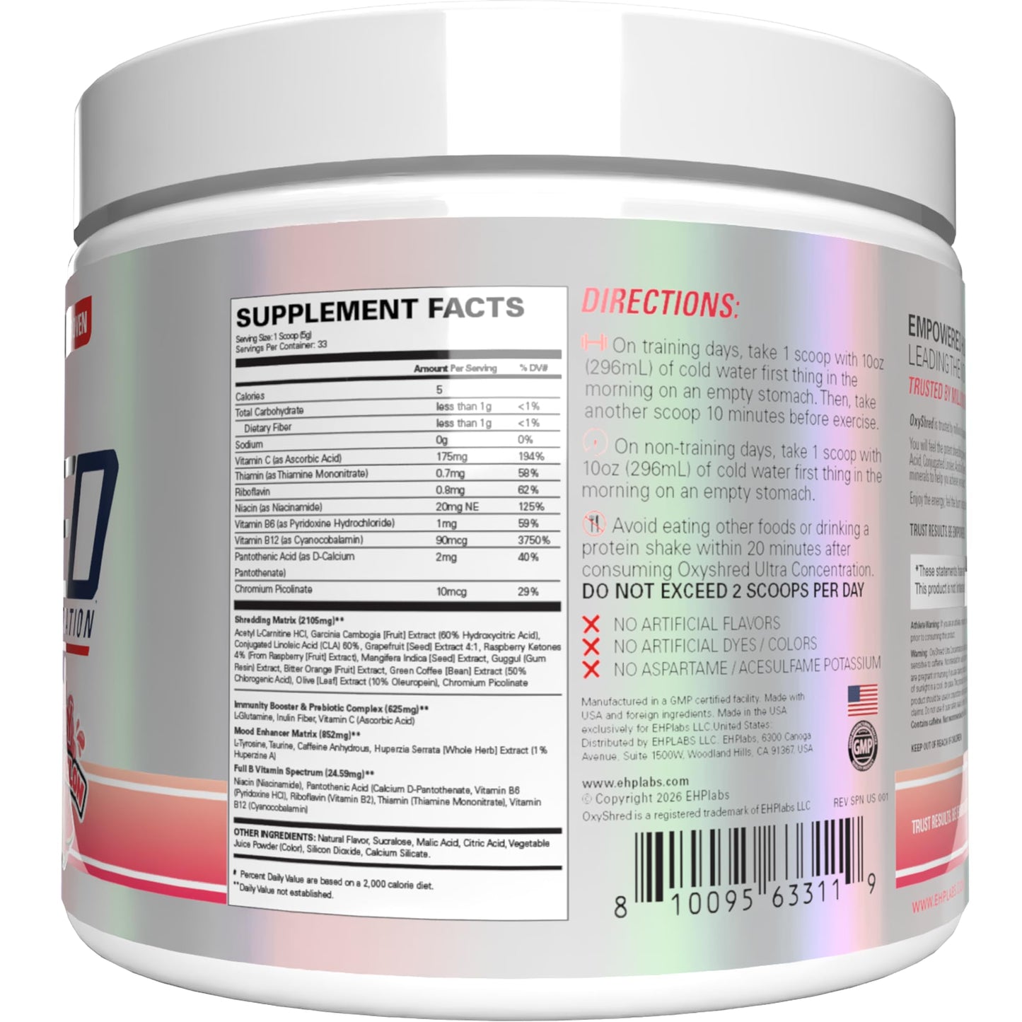 EHP Labs OxyShred Pre Workout Powder, 33 Servings