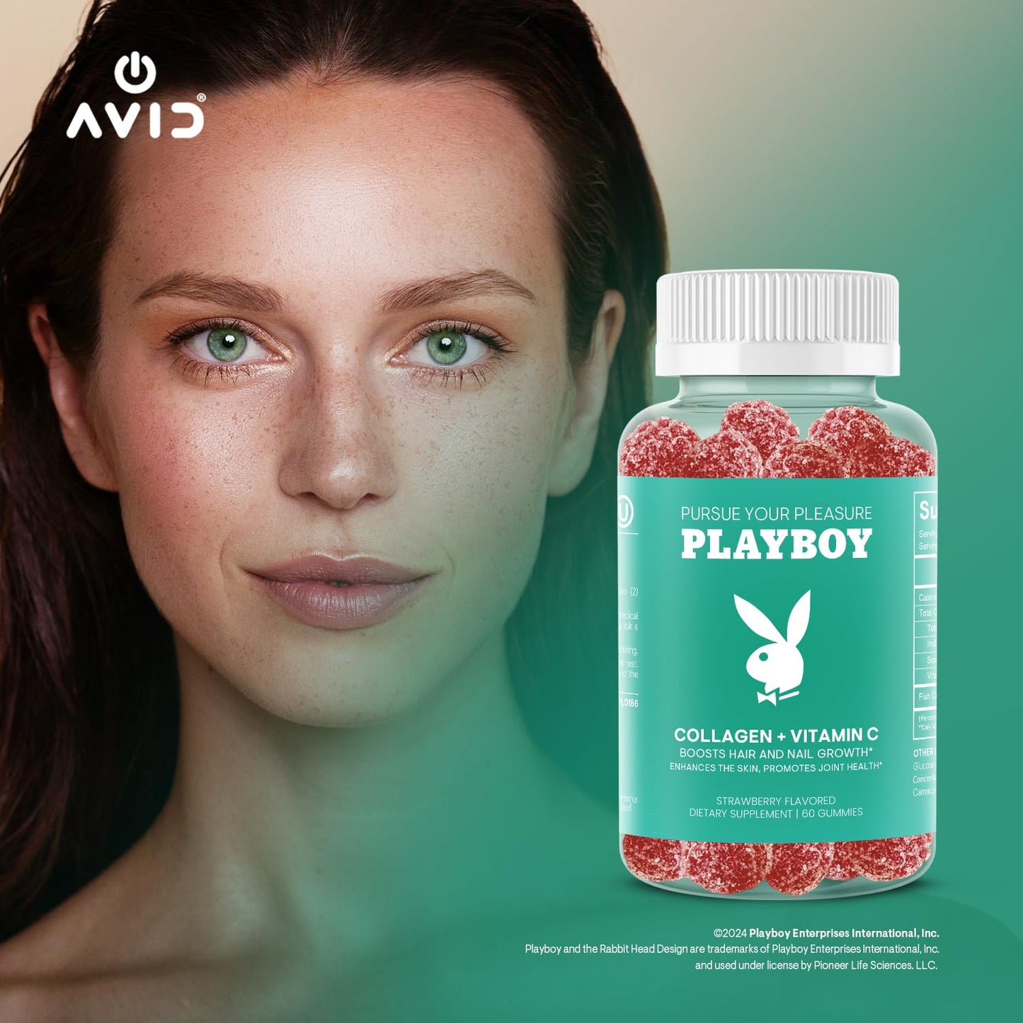 Avid Playboy Collagen Supplements for Women, Vitamin C Gummies, Joints, 60 Count