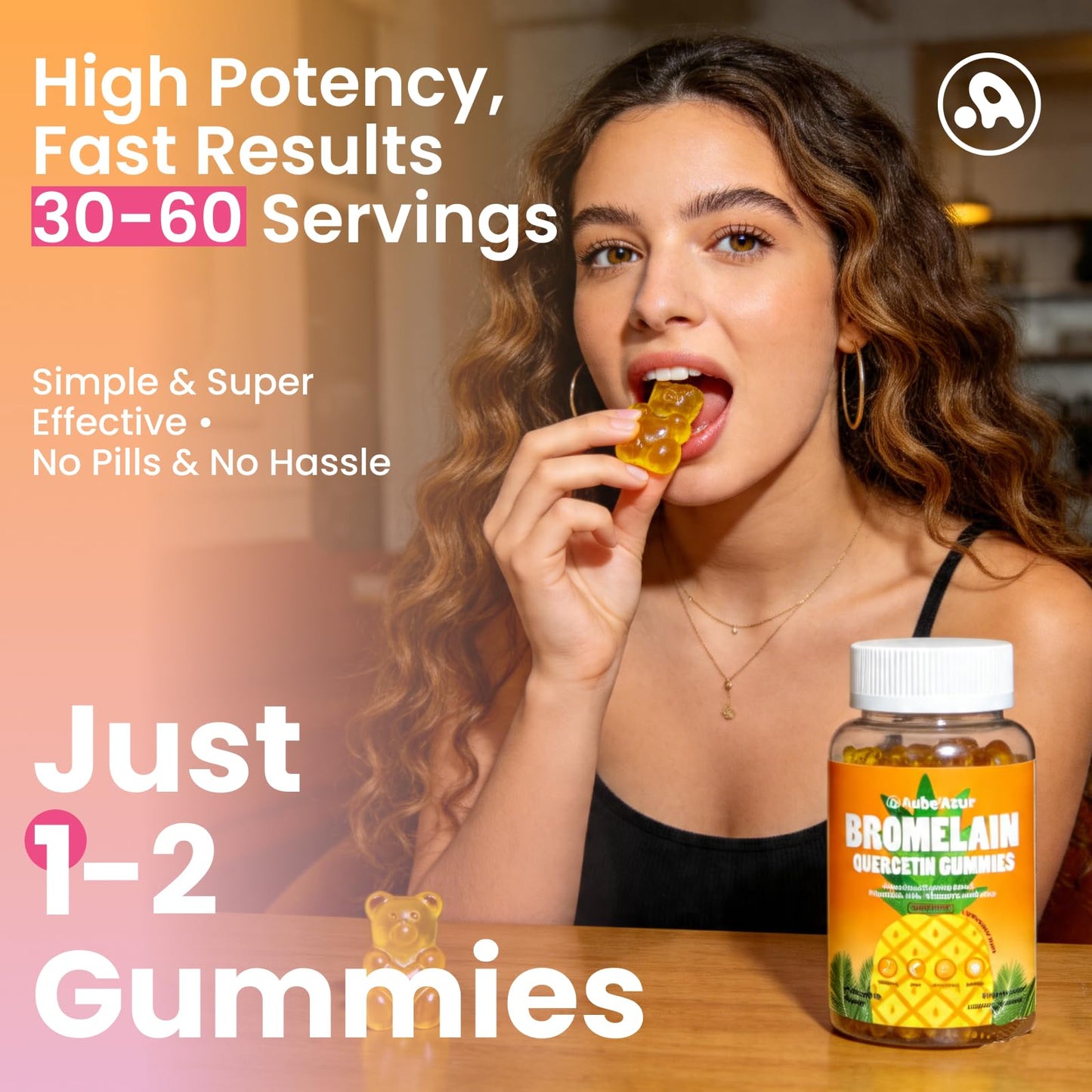 Aube'Azur Liposomal Bromelain with Quercetin Gummies 60 Count