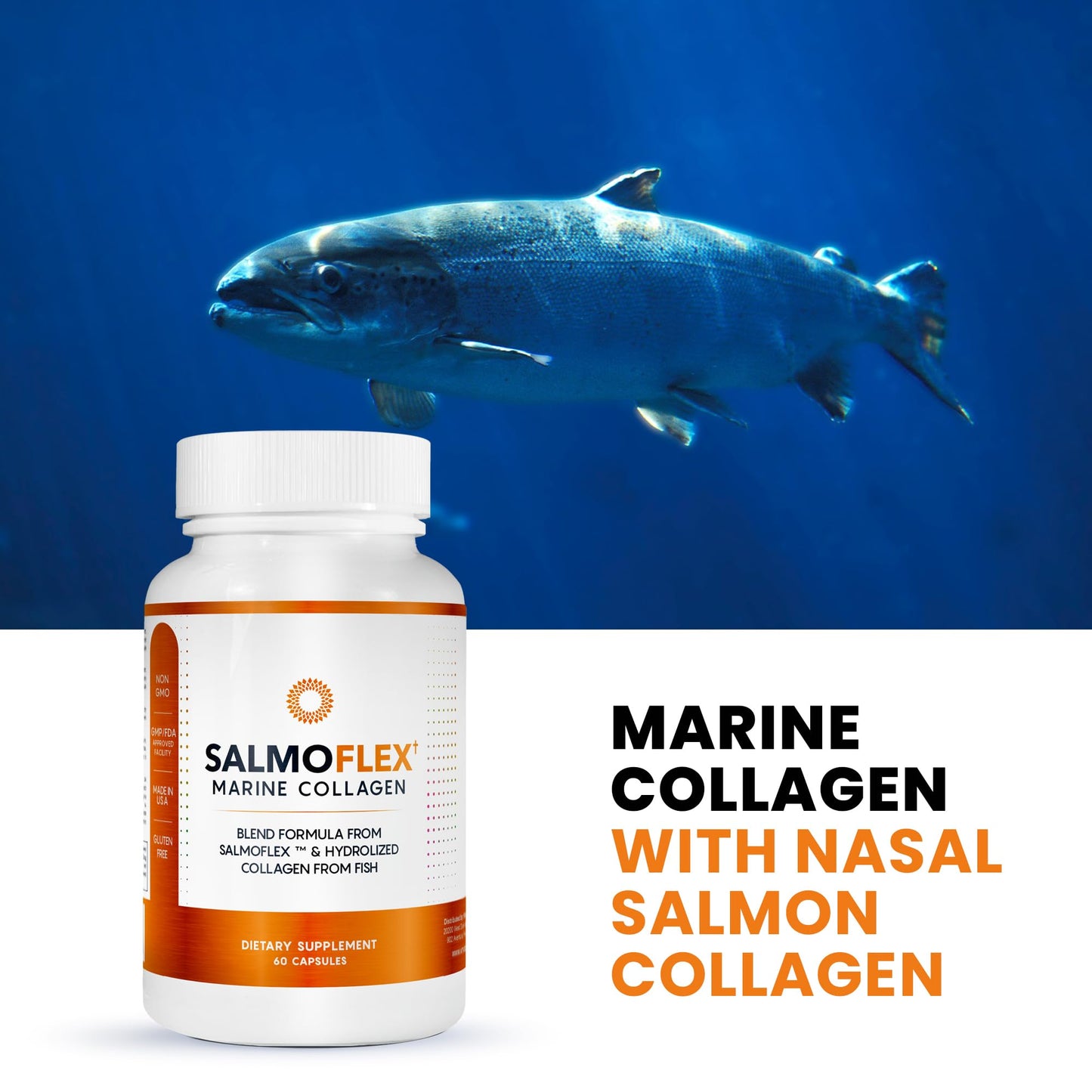 VITASEI Salmoflex Marine Collagen Peptide Supplement Capsules, 60 Count
