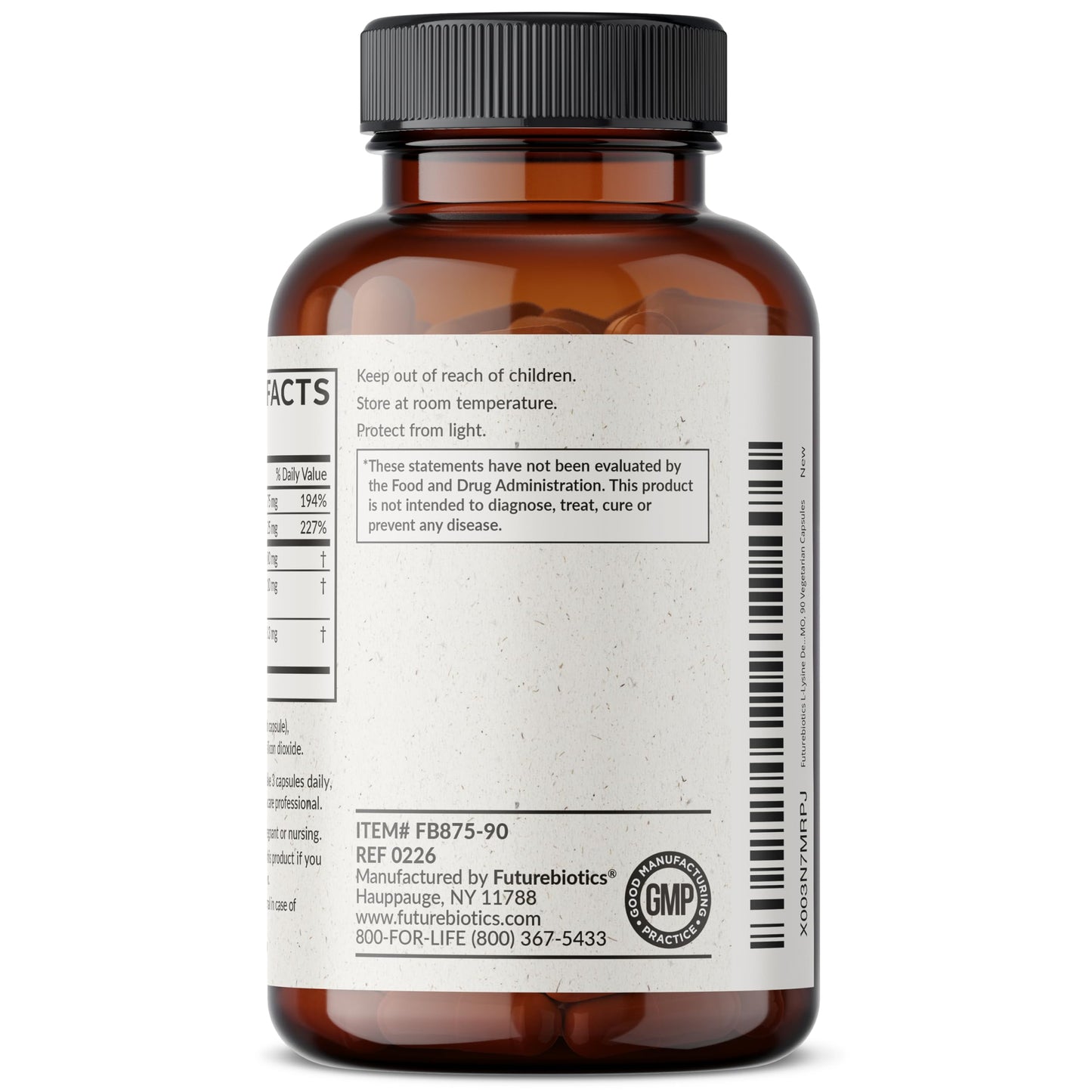 Futurebiotics L-Lysine Defense Immune Support Complex 1500 mg per Serving with Vitamin C, Zinc, Olive Leaf & Garlic Capsule, 90 Count