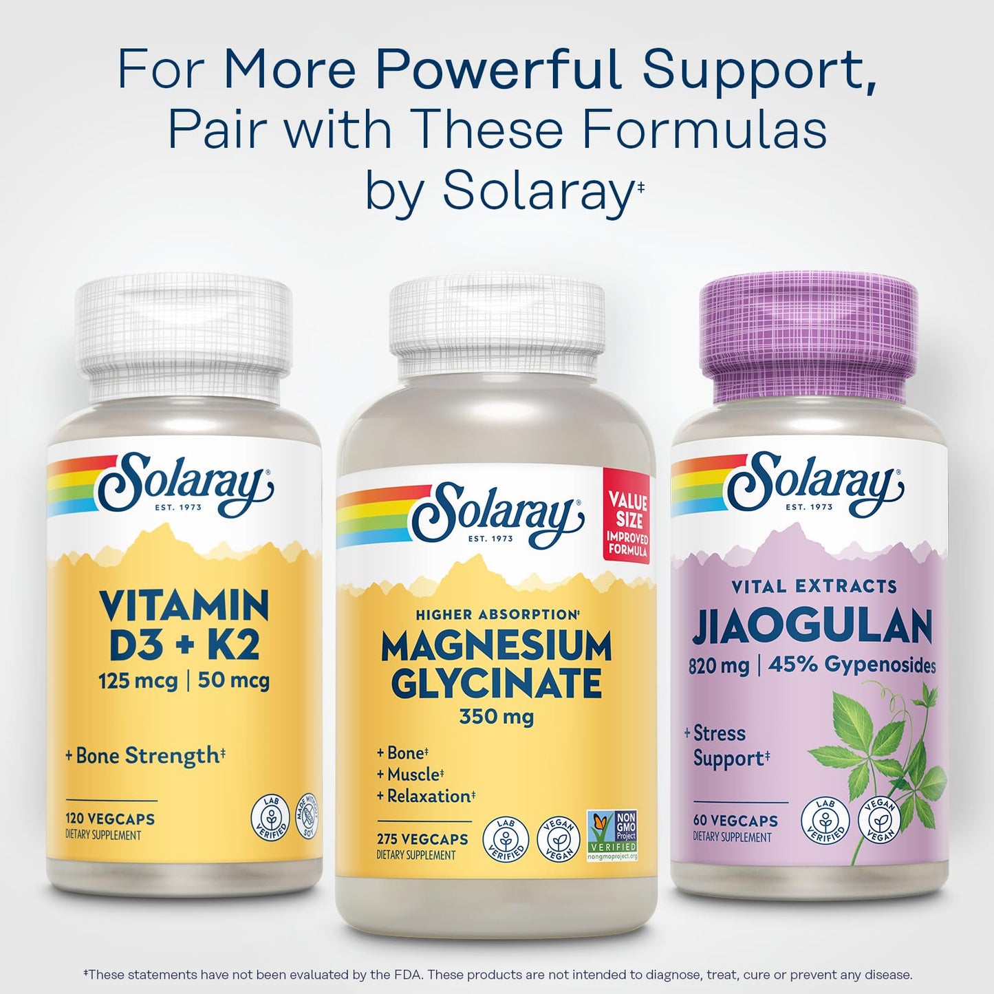 SOLARAY Jiaogulan Root and Rhizome Extract, Gynostemma Pentaphyllum Stress Support and Antioxidants Supplement Capsules, 60