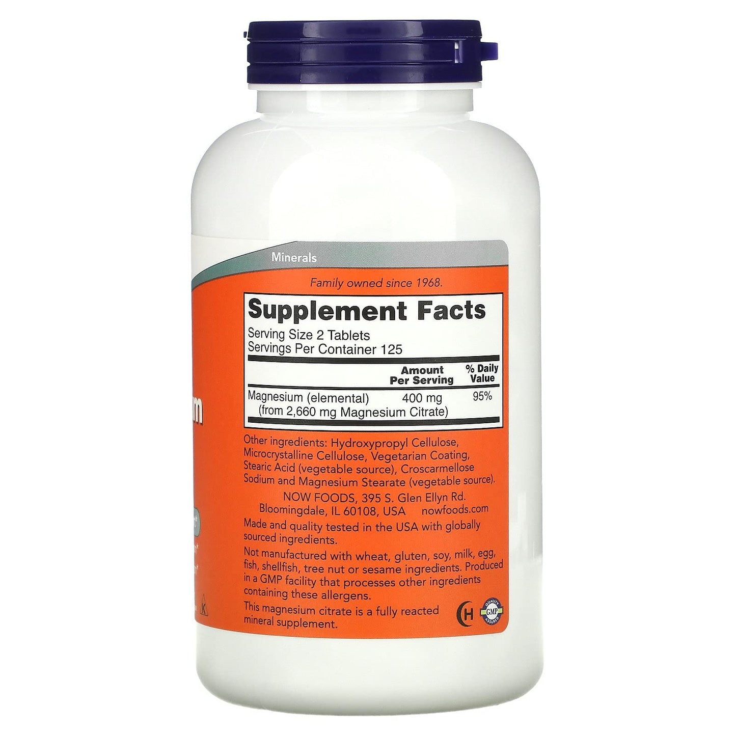 NOW Foods Magnesium Citrate 200 mg 500 Tablets