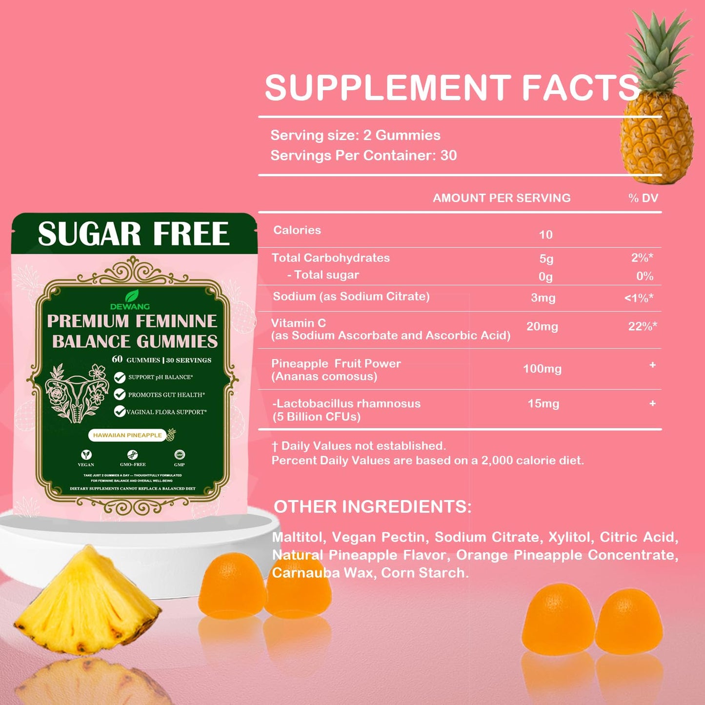DEWANG Feminine Balance Gummies 60 Count