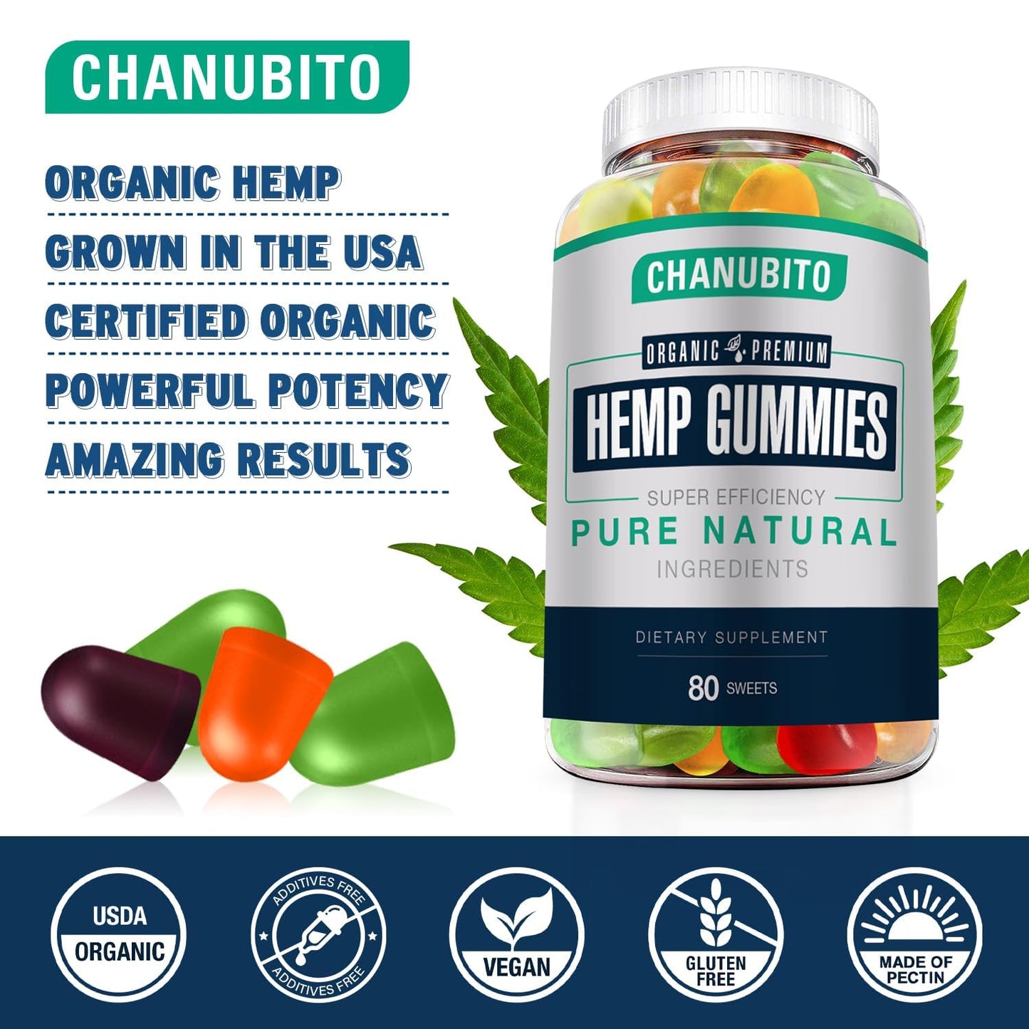 CHANUBITO Hemp Gummies 80 Count Gummies