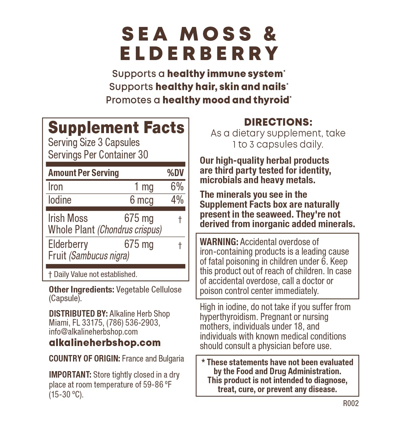 Alkaline Herb Store Sea Moss and Elderberry Supplement Capsule 1