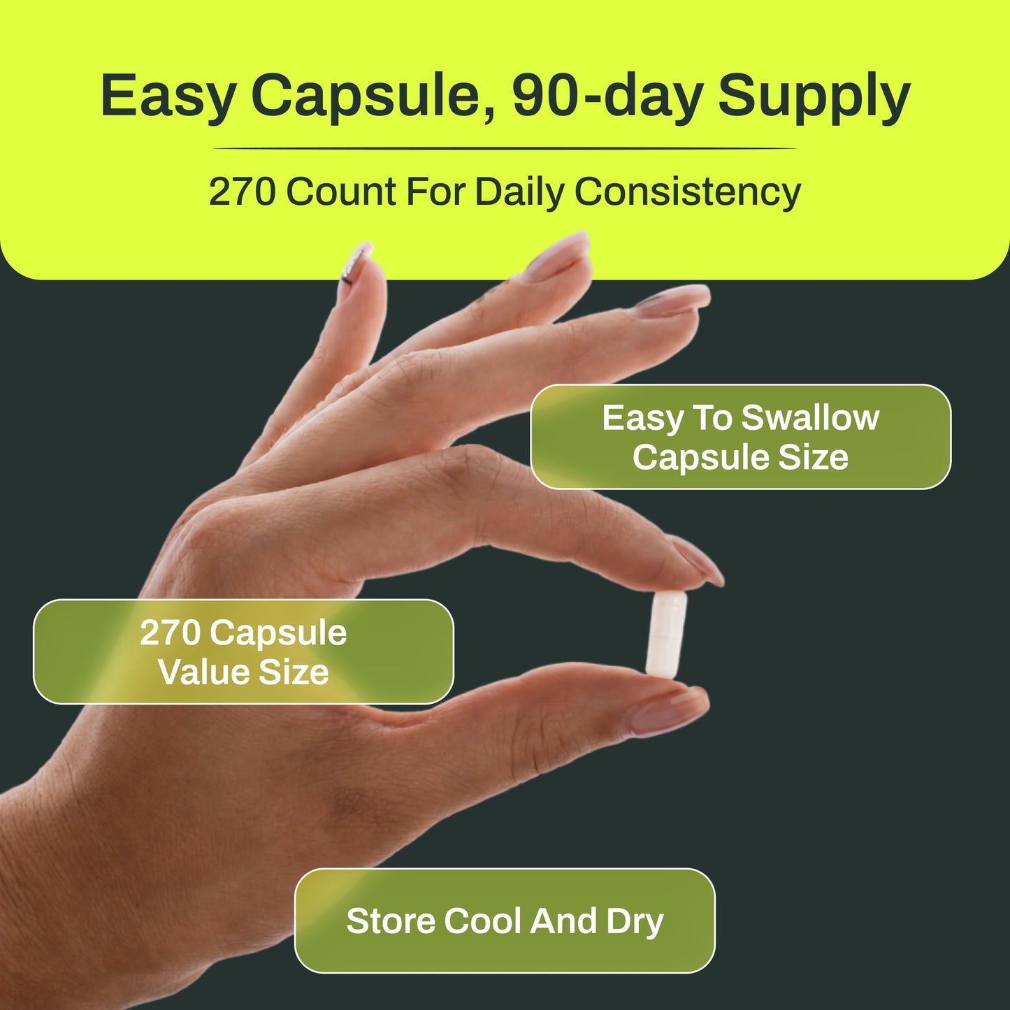 REAL GOOD ESSENTIALS Magnesium Glycinate 500mg Capsules, 270 Count