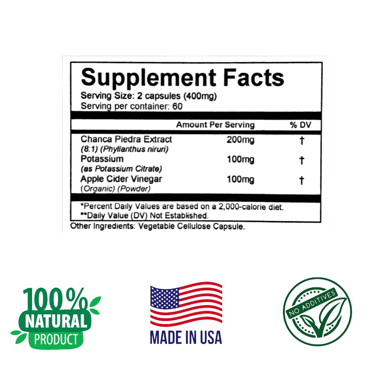 Herbs SRA StoneFree+ Kidney & Urinary Wellness Supplement with Chanca Piedra, Potassium Citrate & Apple Cider Vinegar, 120 Capsules