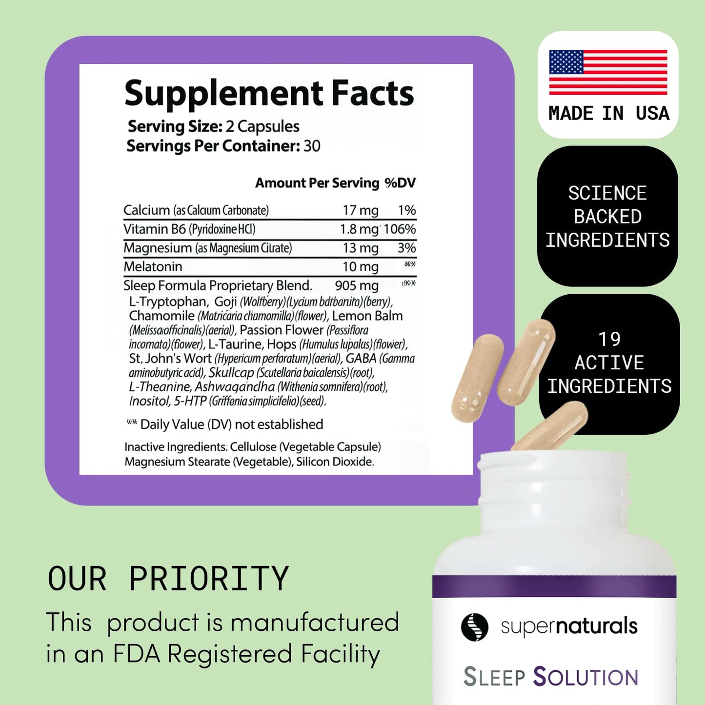 JLM NUTRITIONALS Health Sleep Solution Sleep Supplement with Magnesium & Melatonin, Capsules, 60 Count
