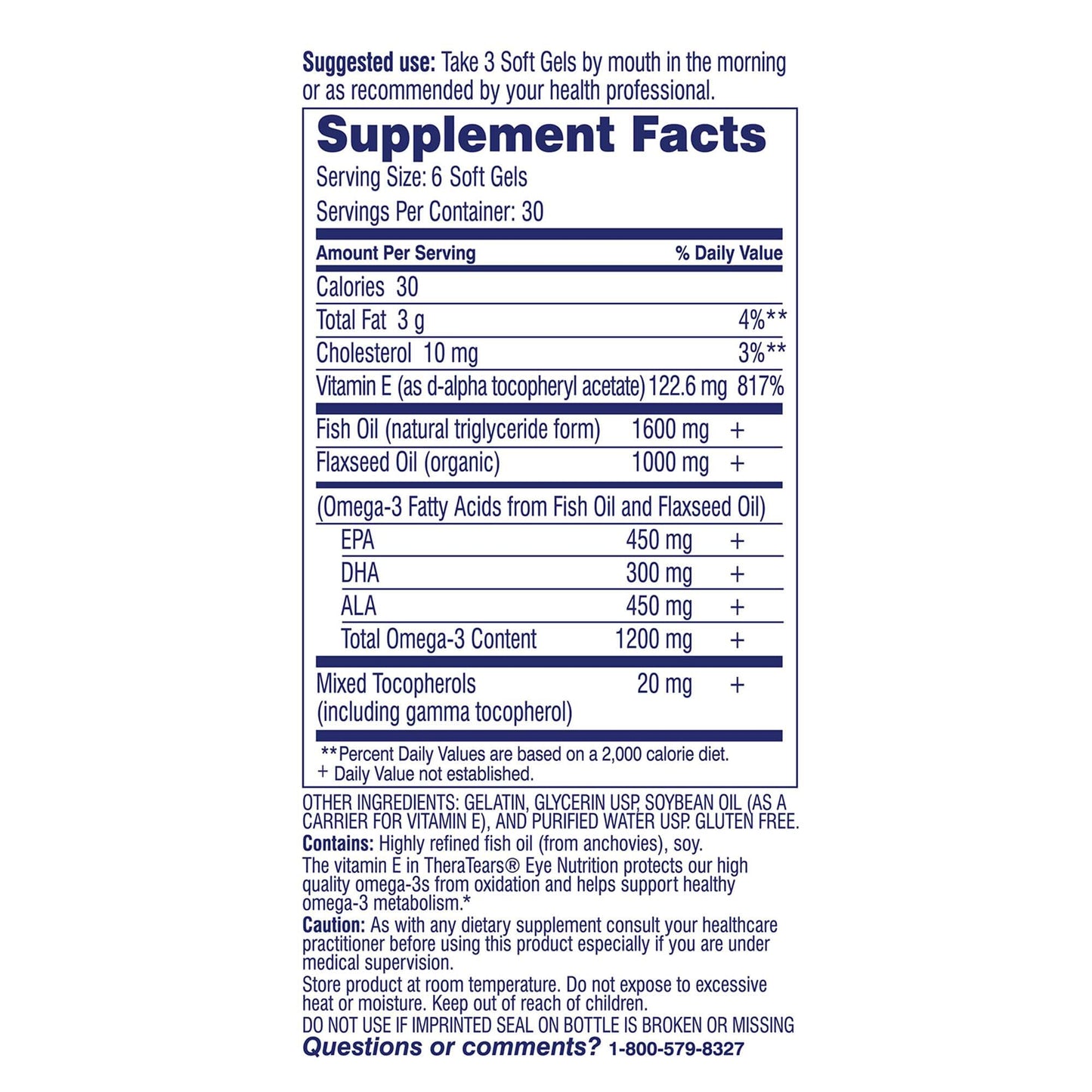 TheraTears Omega 3 Supplement for Eye Care, 360 Capsules