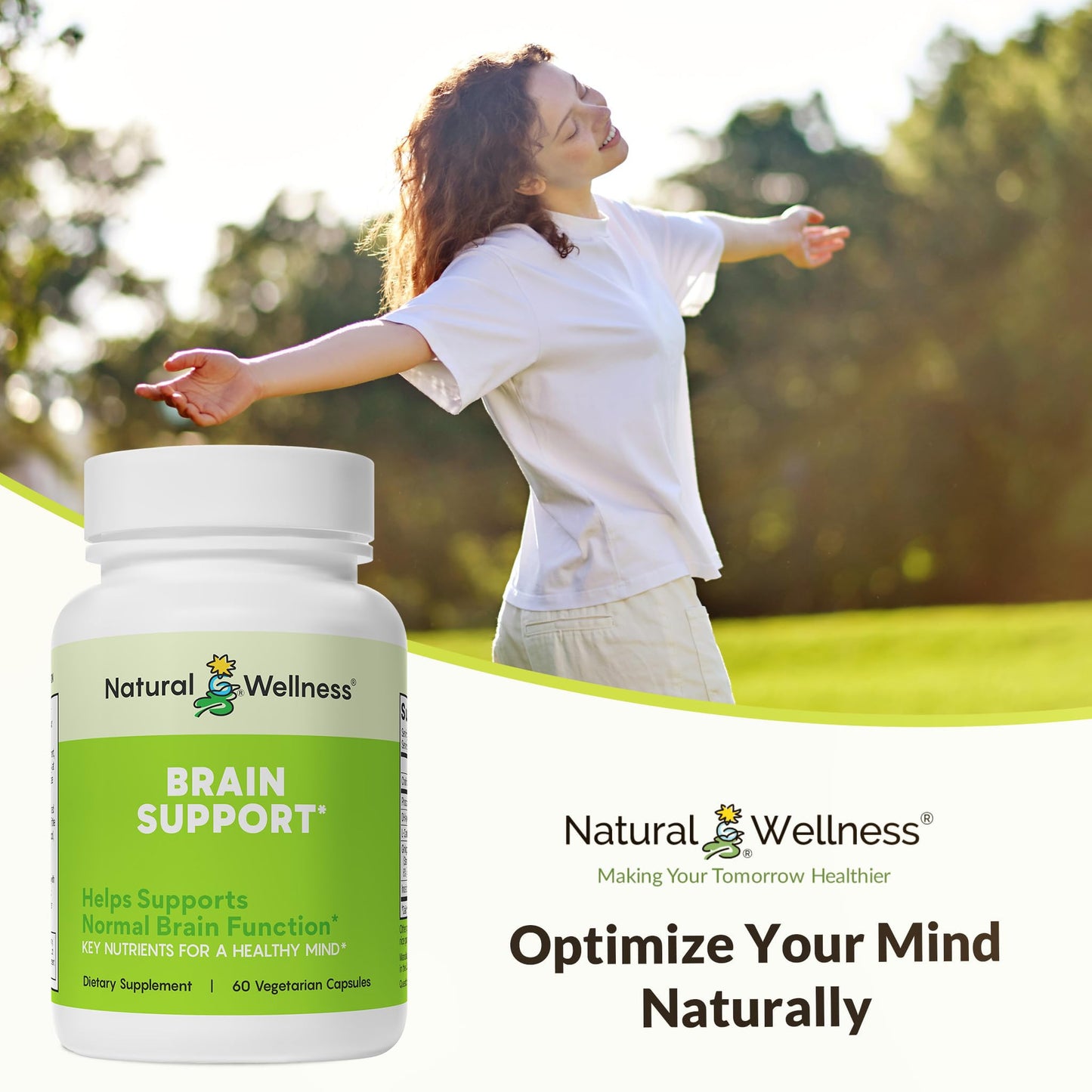 Natural Wellness Brain Support Cognitive Supplement, 1 Capsule