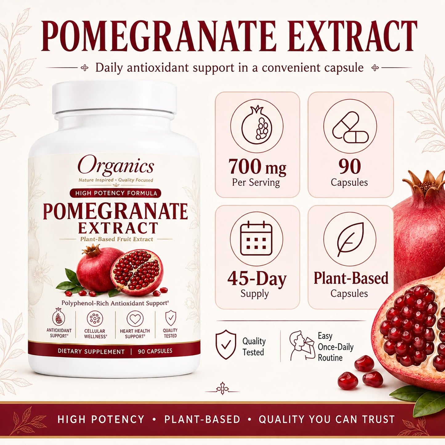 KYZTMHC Organic Pomegranate Extract Capsule 1 Count