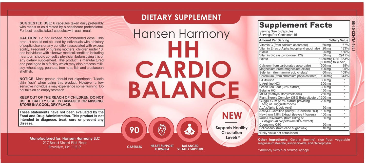 Hansen Harmony Cardio Balance Heart Health & Circulation Support Capsule 1 Count