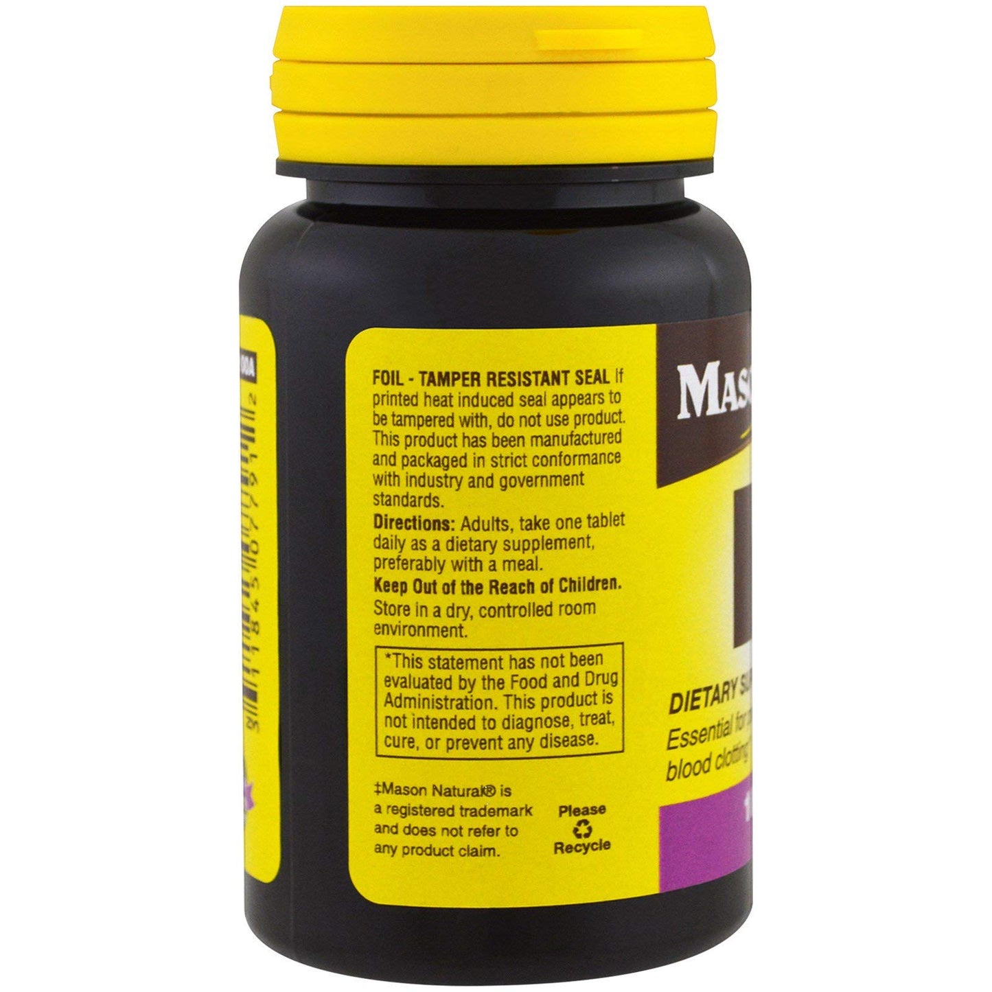 MASON NATURAL Vitamin K Tablet, 100 Tablets