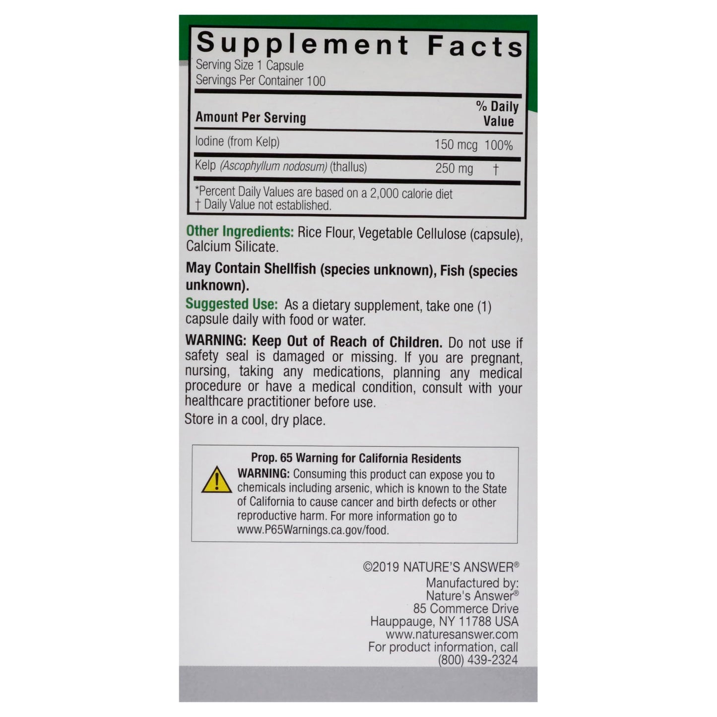 Nature's Answer Kelp Thallus Capsule 100