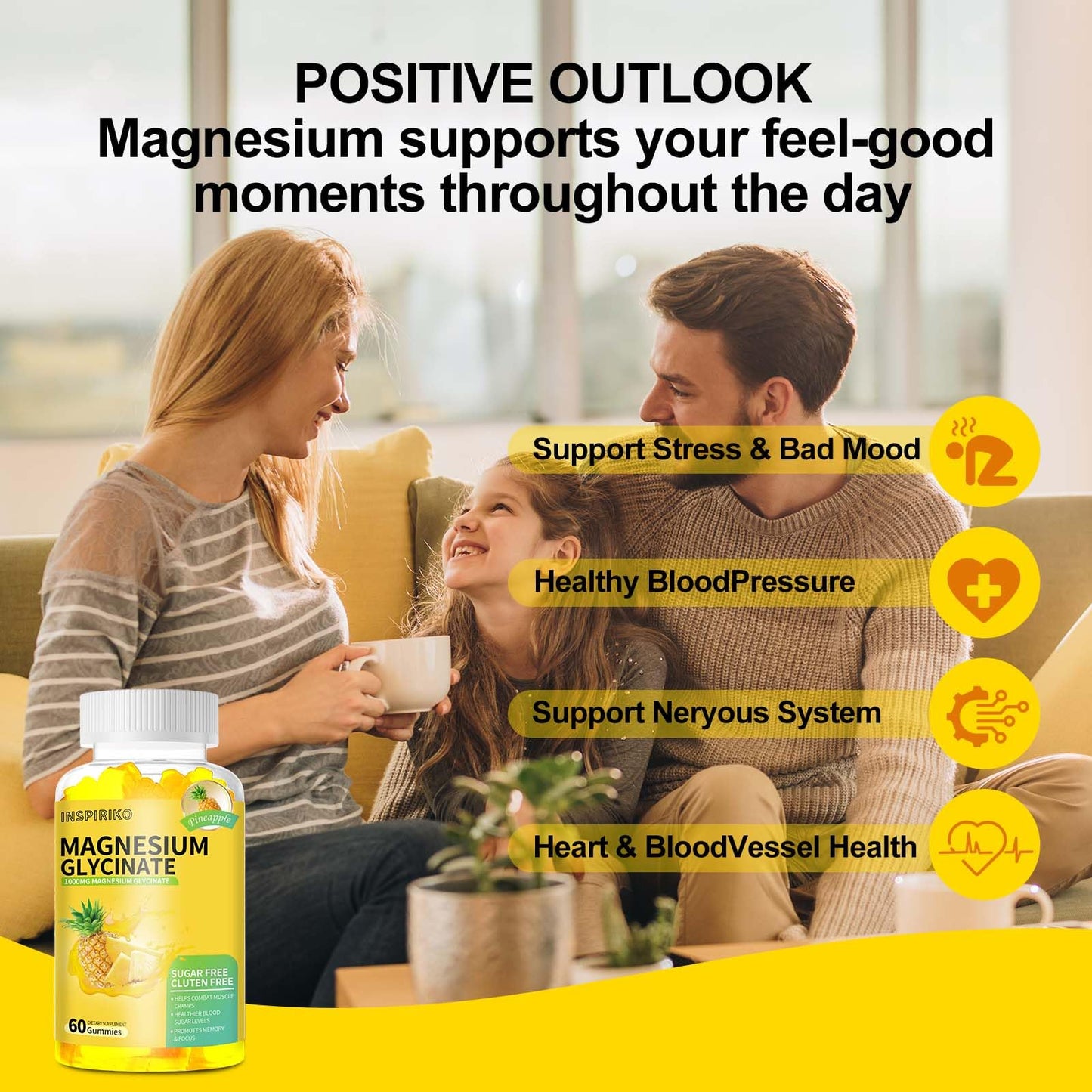 Inspiriko Magnesium Glycinate Gummies 1000mg, 60 Gummies