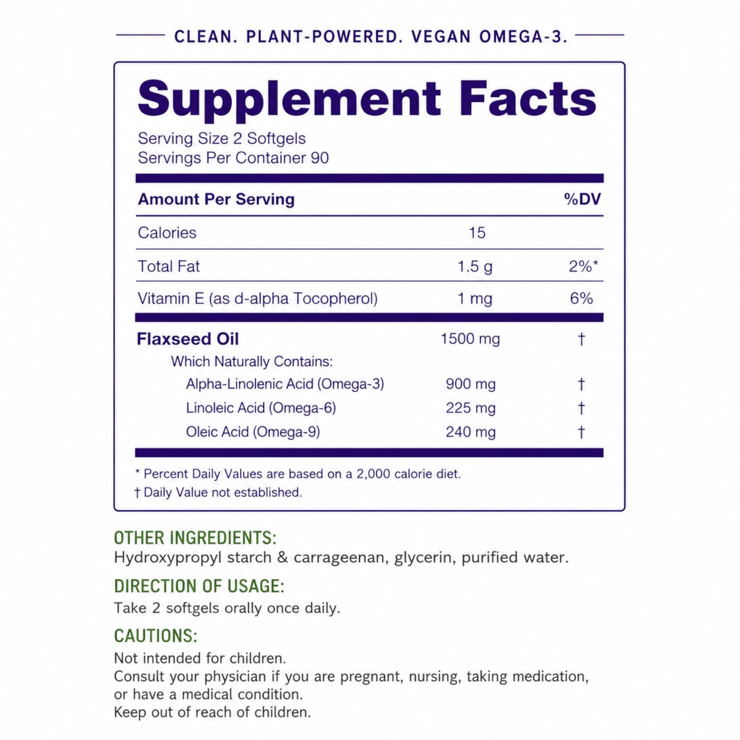 LOVITA Vegan Flaxseed Oil 1500mg, 900mg ALA Softgels 180