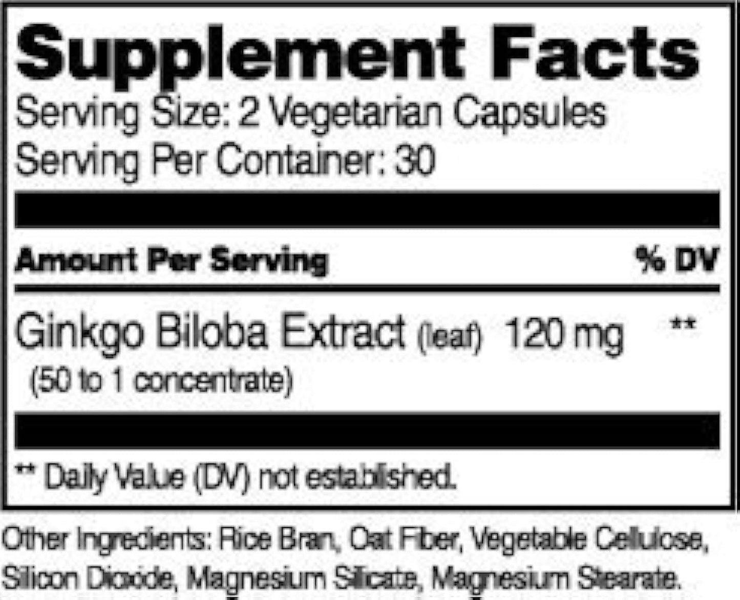 21st Century Ginkgo Biloba Extract Vegetarian Capsules - 180 Count