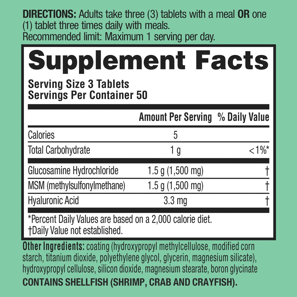 Schiff Glucosamine 1500mg Plus MSM 1500mg and Hyaluronic Acid Softgels 150 Count