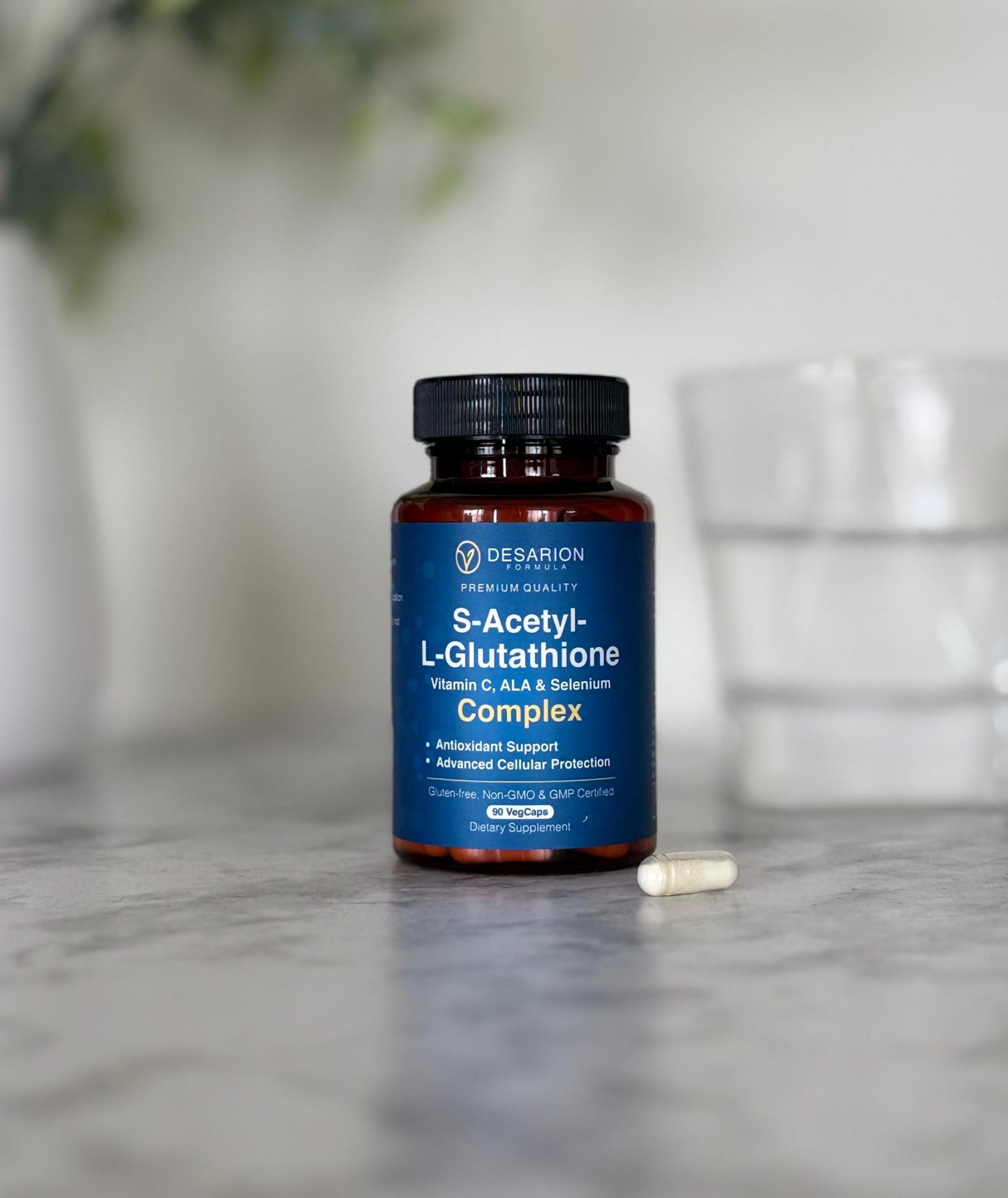 Desarion Formula S-Acetyl L-Glutathione Complex 200 mg – with Vitamin C, Alpha Lipoic Acid & Selenium – Advanced Antioxidant Support for Cellular Protection 90 Capsules