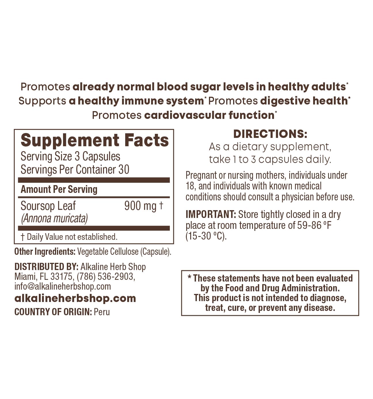 Alkaline Herb Store Soursop Leaf Supplement Capsules 2