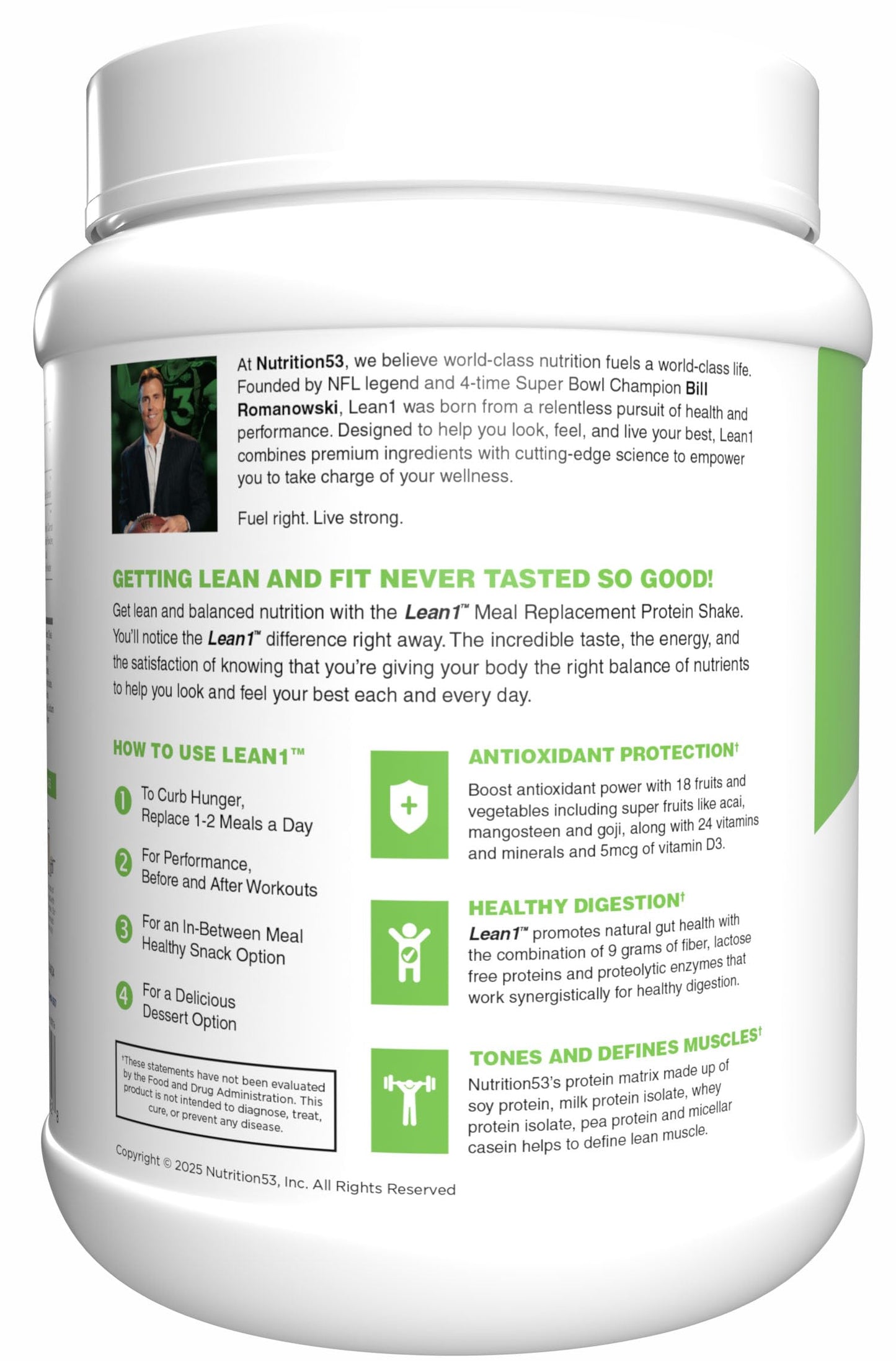 N53 Lean1 Meal Replacement Protein Powder Vanilla Flavor 15 Servings