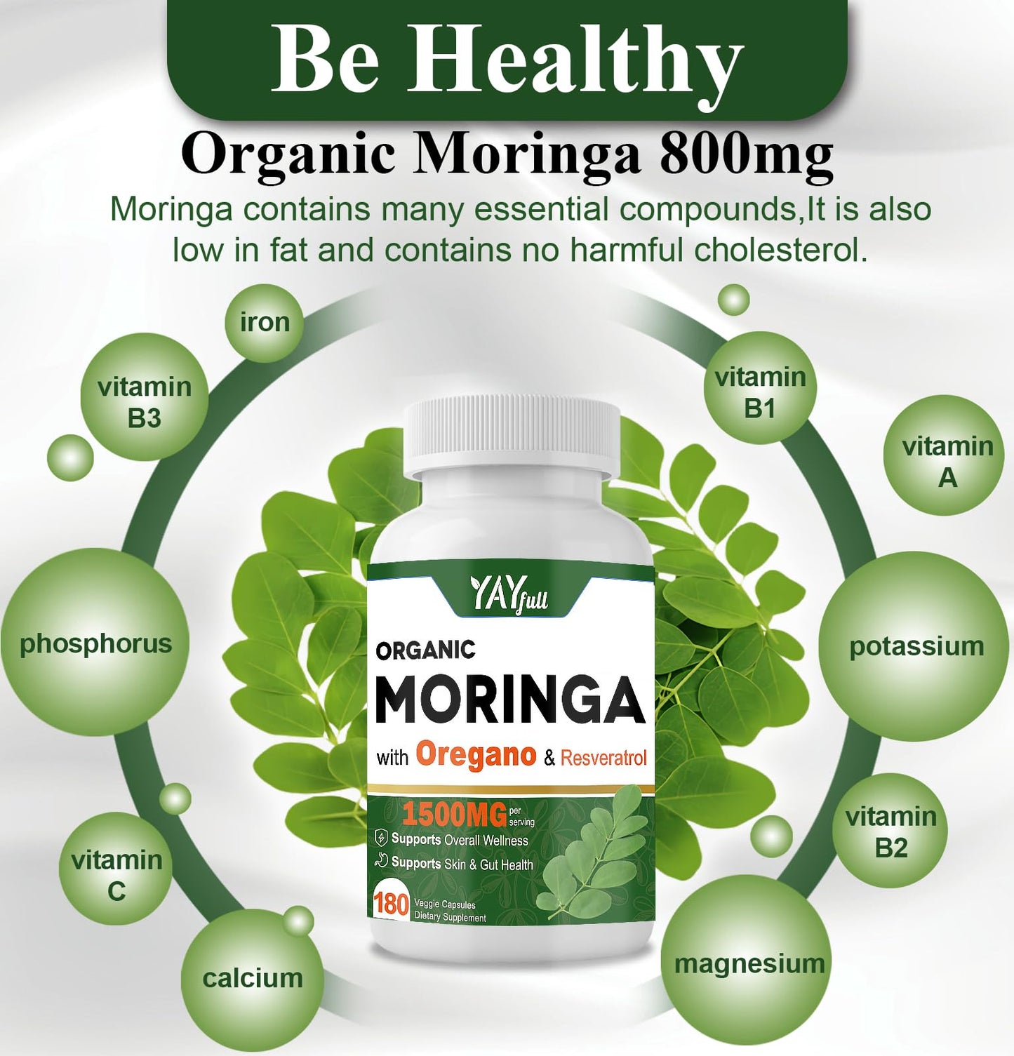 UXOEJIK Moringa Organic Capsules 180 Capsules