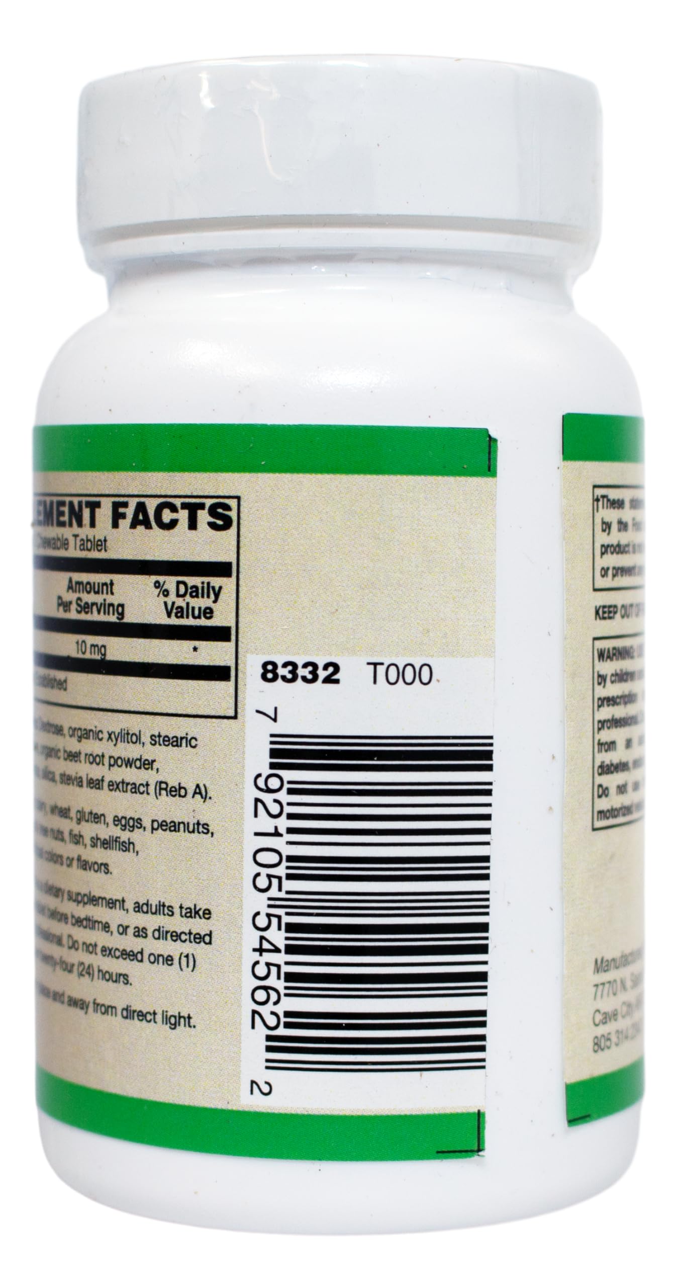 AlchePharma High Potency Chewable Melatonin 10 mg, 60 Count