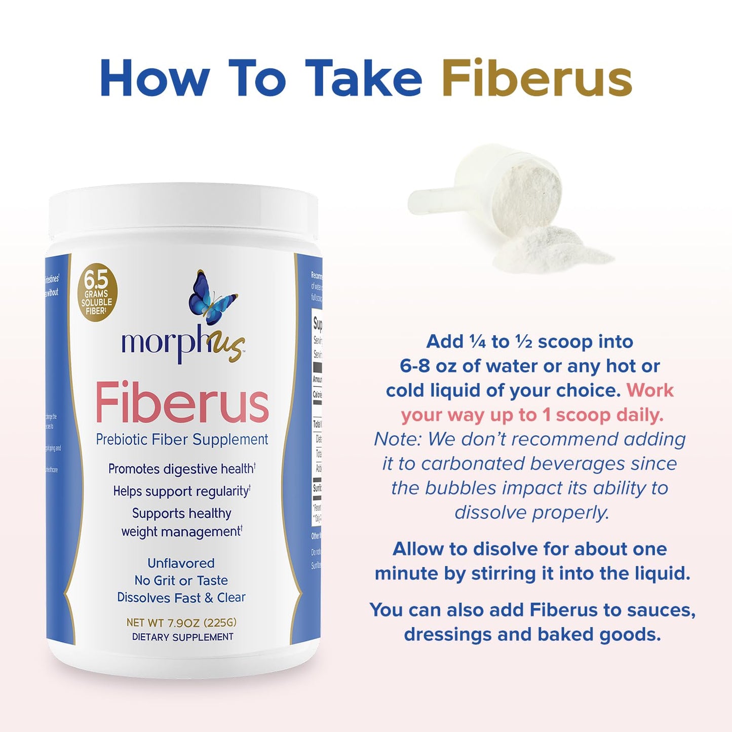 MORPHUS Fiberus Prebiotic Fiber Supplement Powder, 7.9 Ounce