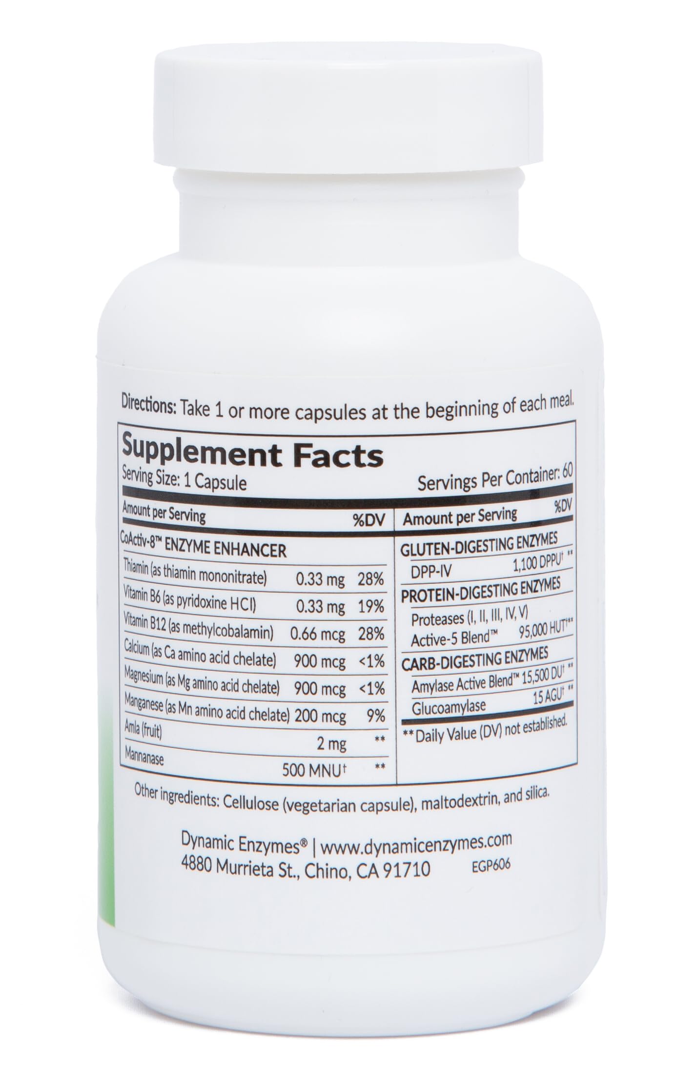 Dynamic Enzymes Gluten Plus Advanced Digestive Enzymes DPP-IV Enzyme Complex for Gluten & Casein Digestion – 60 Capsules