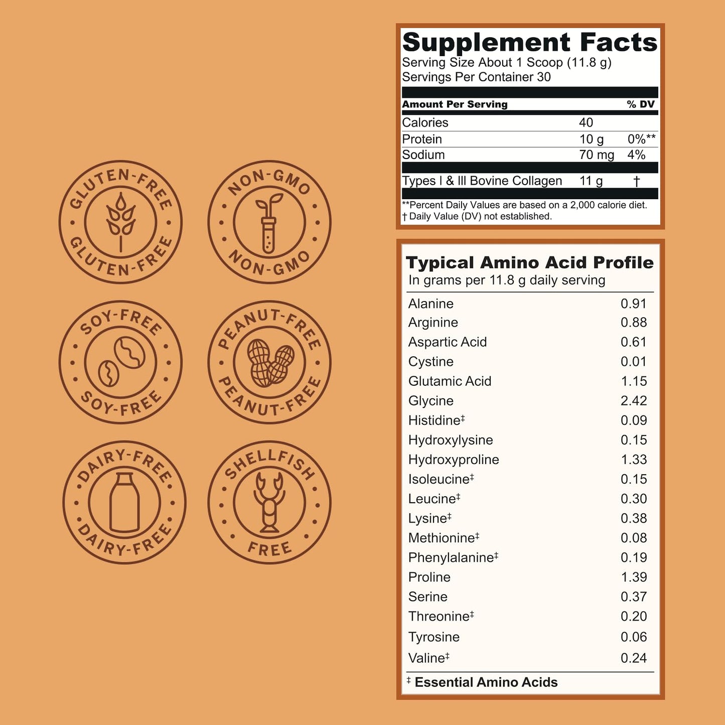Live Conscious Collagen Peptides Powder Hazelnut Flavored - Hair, Skin, Nail & Joint Support - Type I & III Grass-Fed - 12.04 oz
