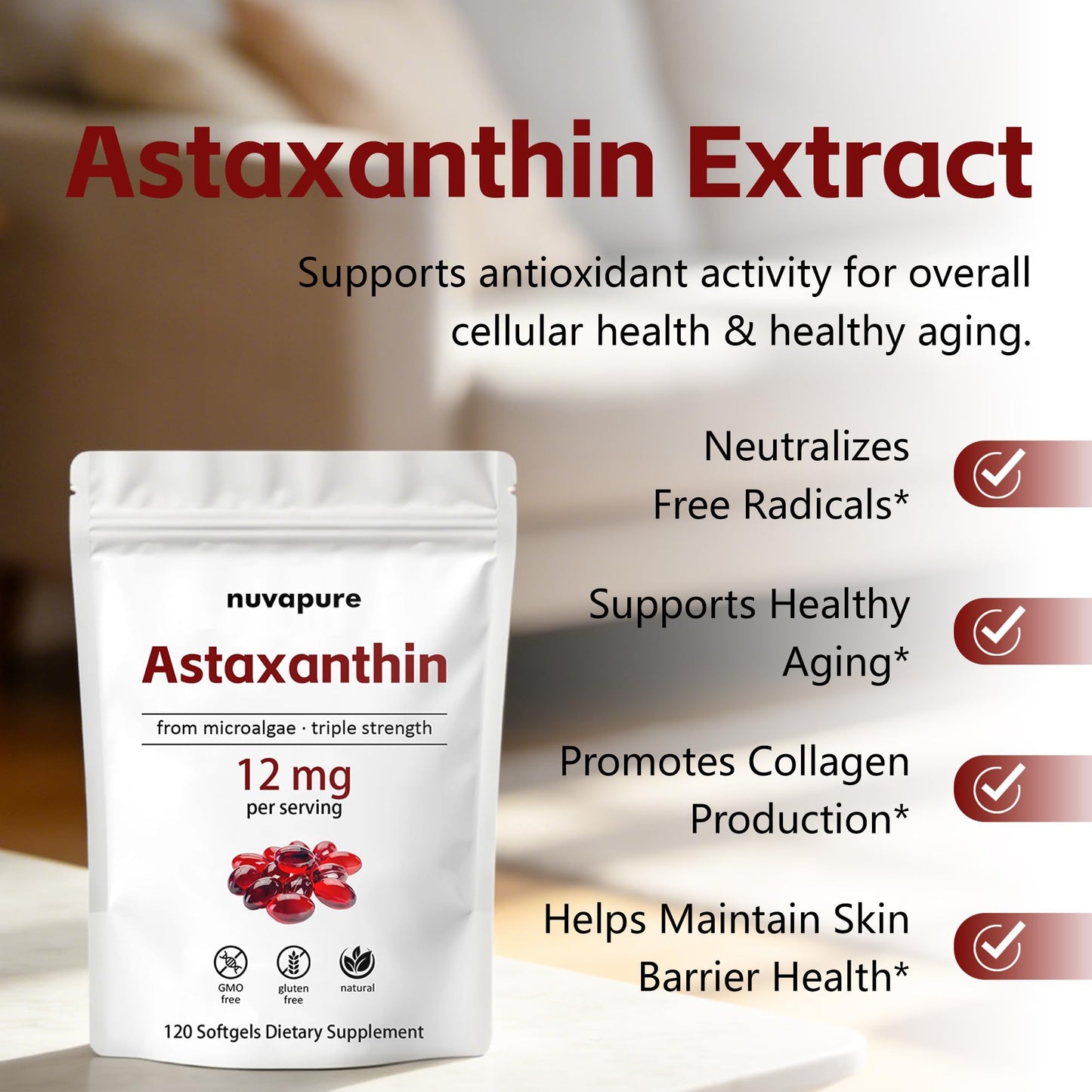 SHAPEGUARD NuvaPure Astaxanthin 12mg 120 Softgels