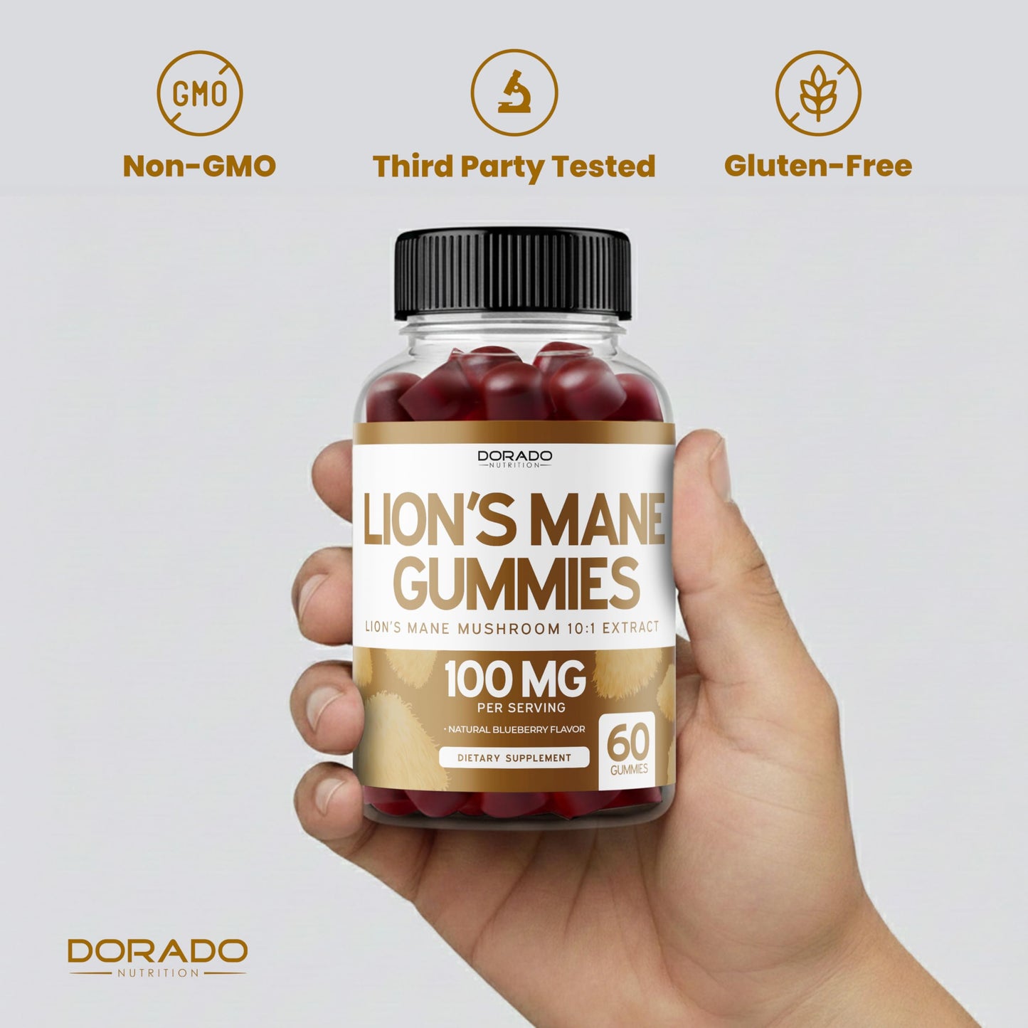 DORADO NUTRITION Lions Mane Mushroom Gummies 60 Count