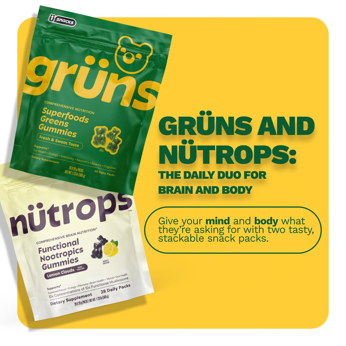 Grüns Lions Mane Mushroom Gummies Sugar-Free, 224 Count
