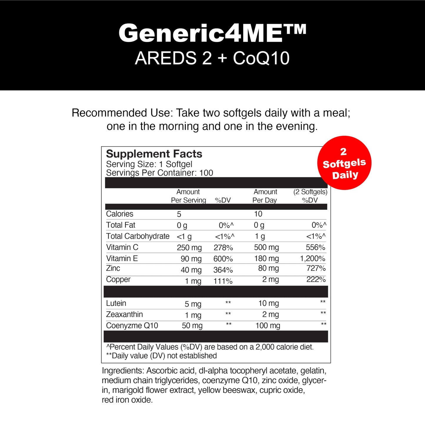 Generic4ME AREDS 2 SoftGels Softgel, 100 Count