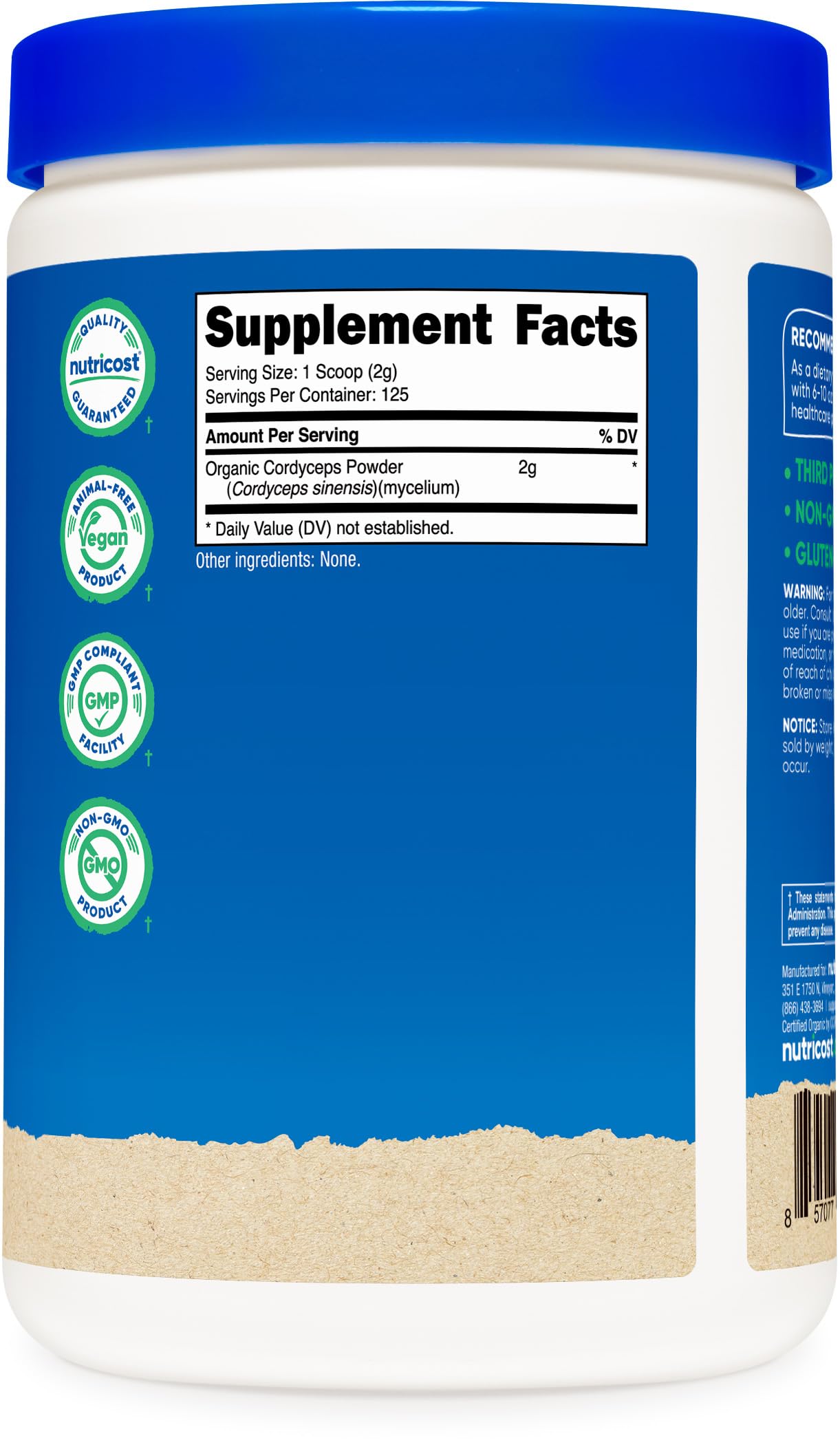 Nutricost Cordyceps Mushroom Powder 8.82 Ounce