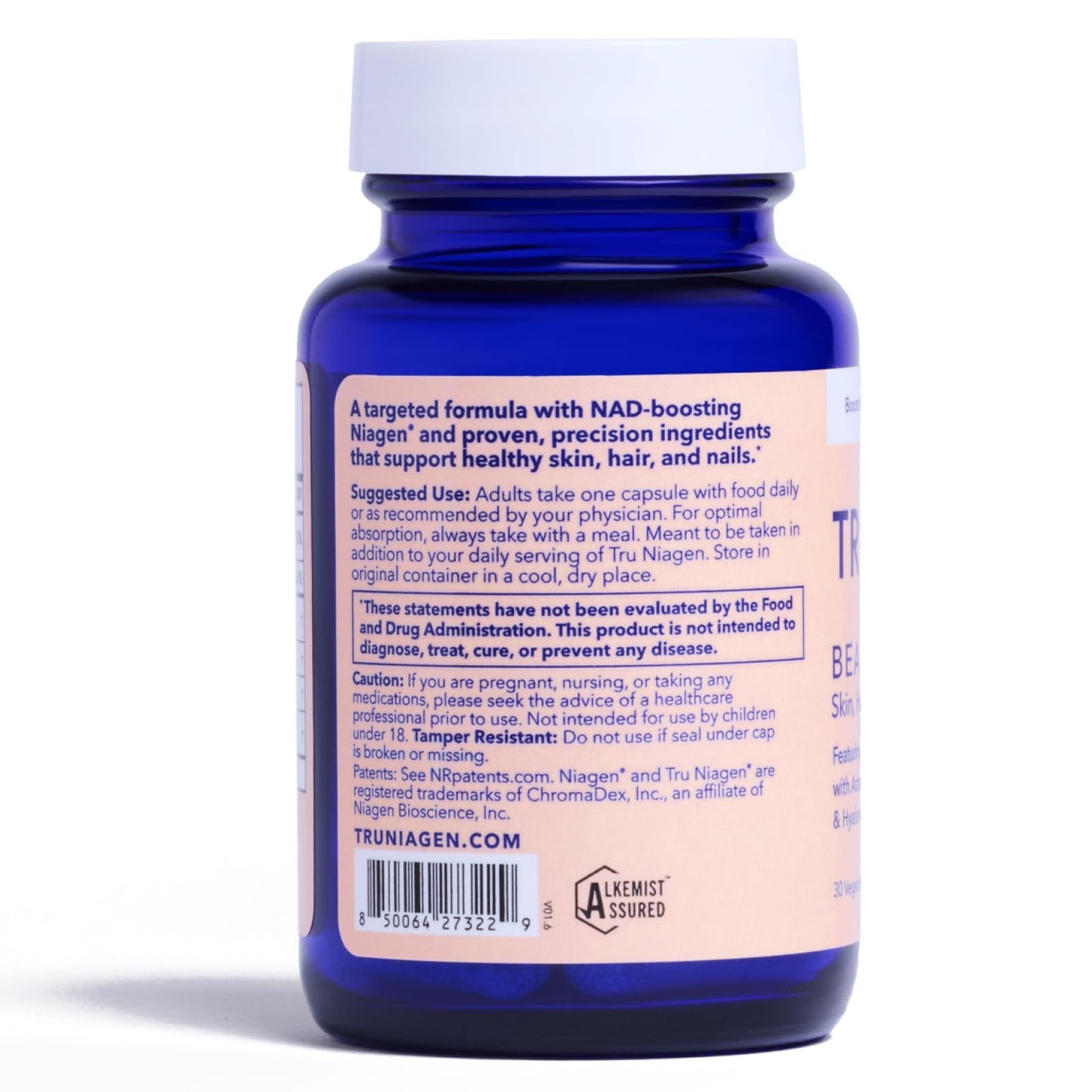 TRU NIAGEN Beauty NAD+ Supplement, Hair, Skin & Nails, Biotin Capsule 30 Count